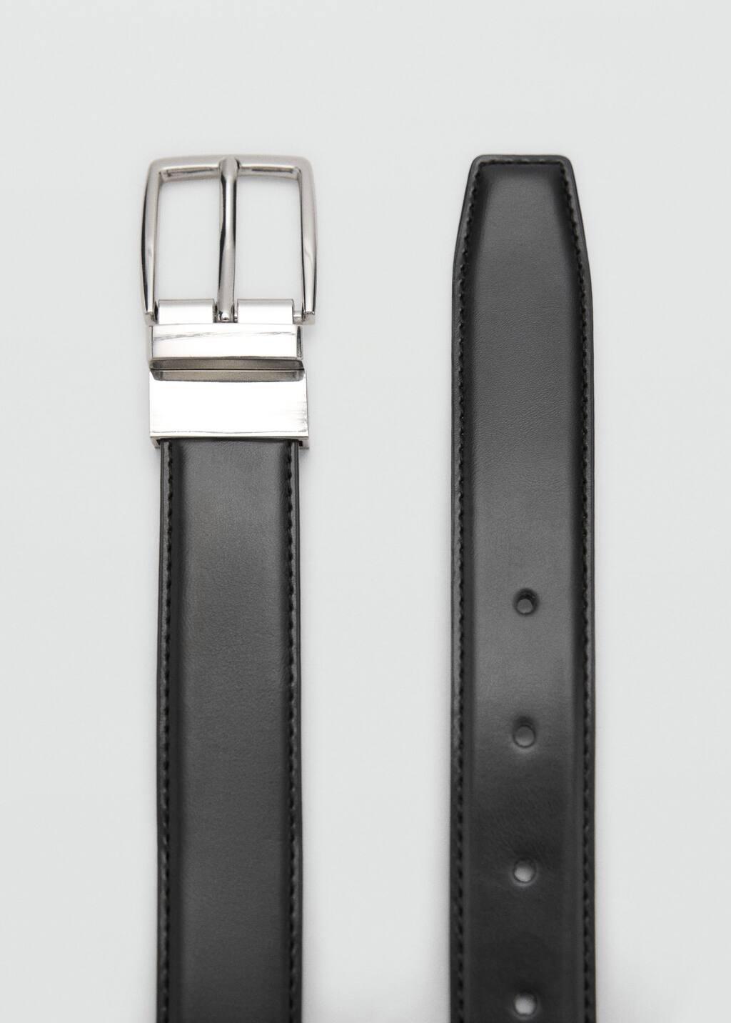 BLACK Reversible suit leather belt, Black, large image number 1