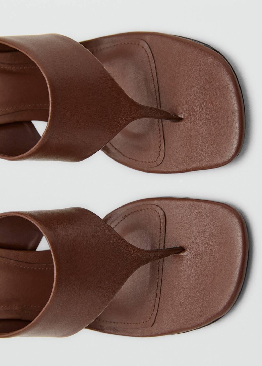 Brown Contrast Wedge Leather Sandal, , large image number 2