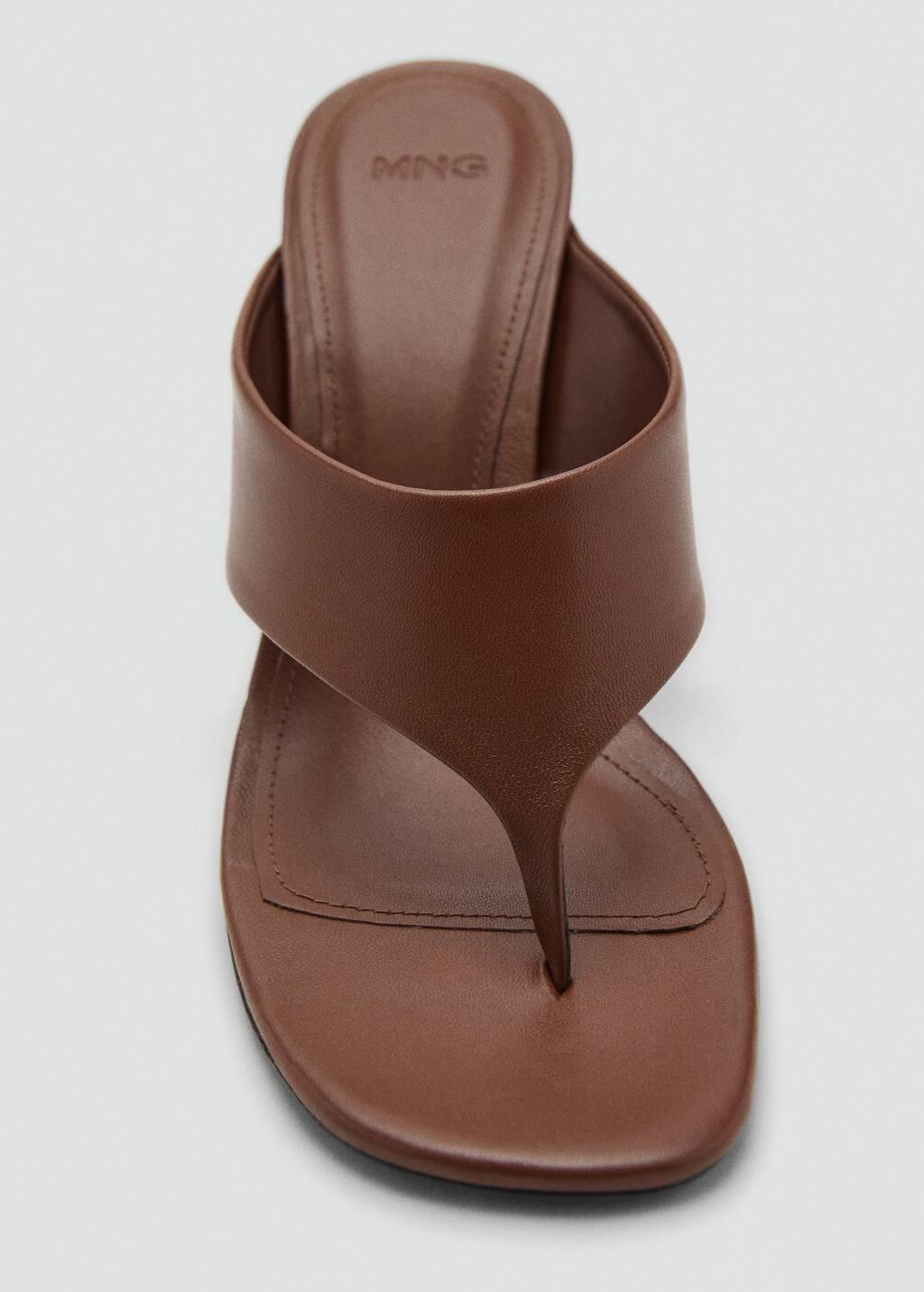 Brown Contrast Wedge Leather Sandal, , large image number 4