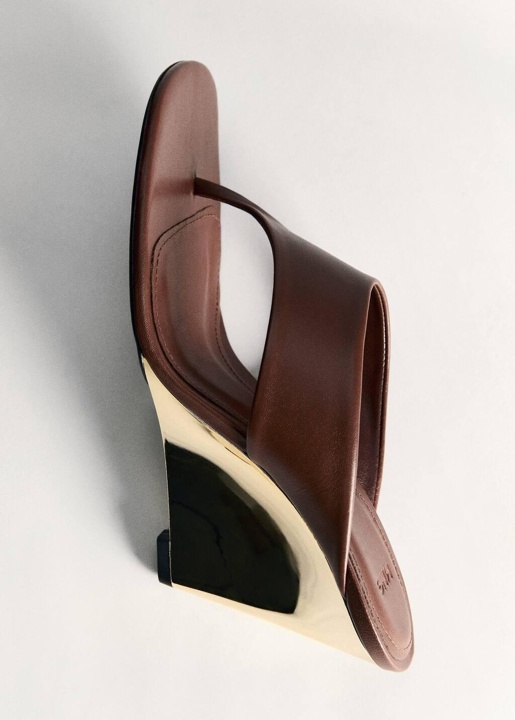 Brown Contrast Wedge Leather Sandal, , large image number 5
