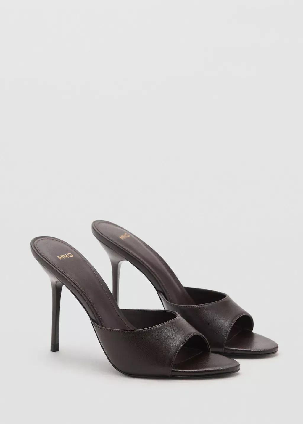 Brown Heel Leather Sandals, , large image number 0