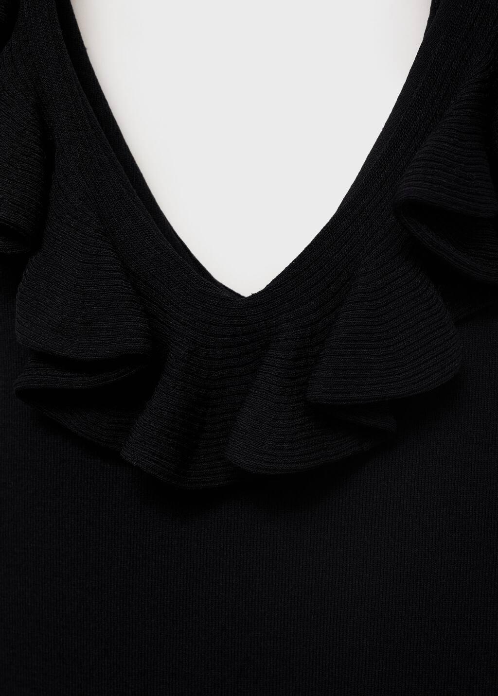 Black Ruffle Knit Top, , large image number 2