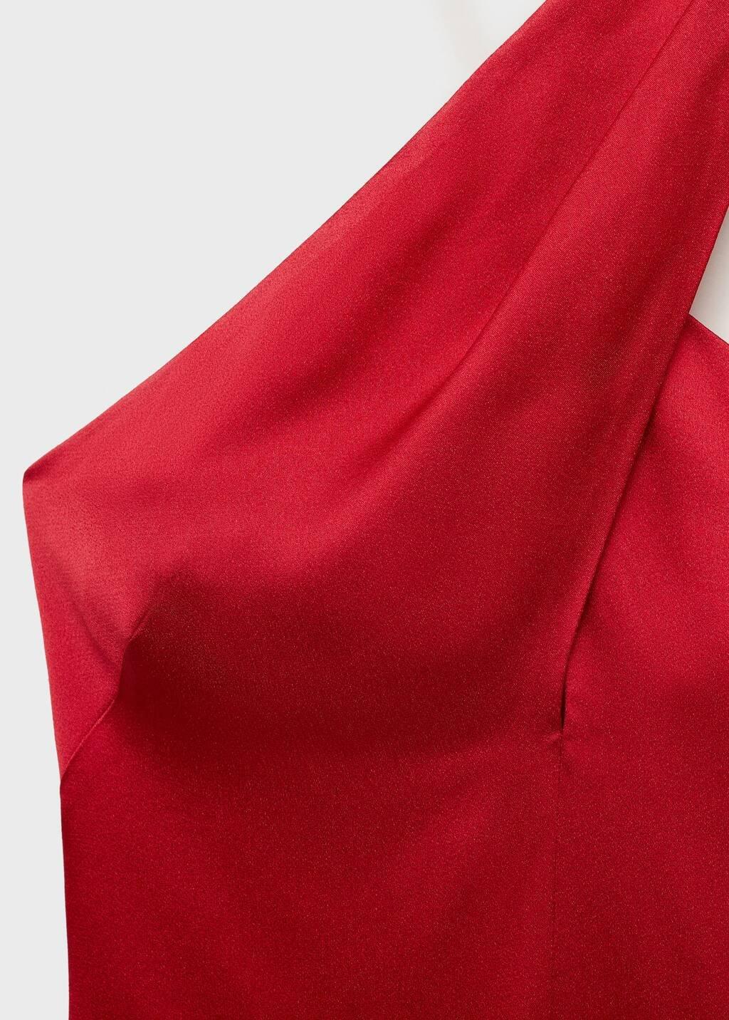 Red Cross-Neckline Slit Dress, , large image number 3