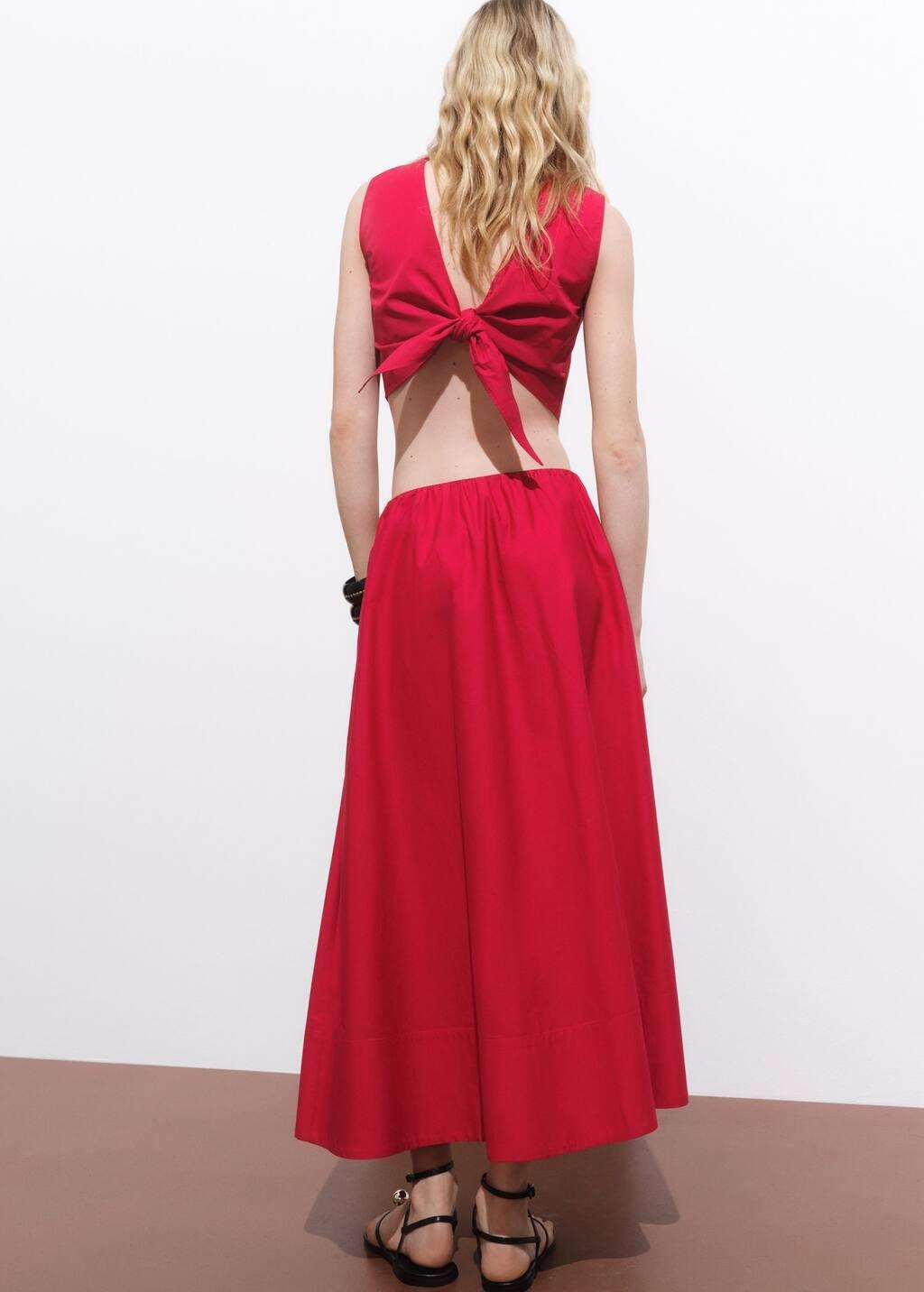 Red Flared Cotton Skirt, , large image number 5