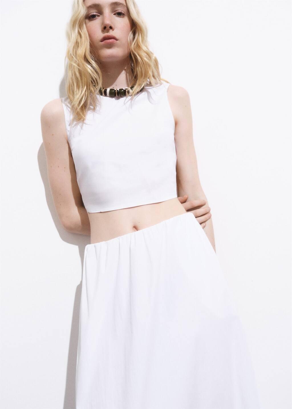 White Flared Cotton Skirt, , large image number 2