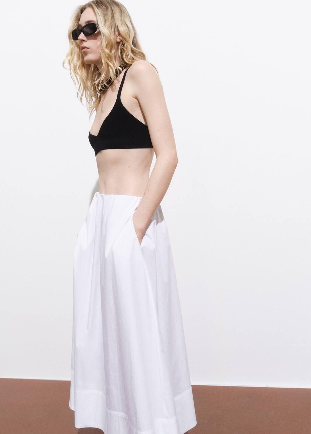 White Flared Cotton Skirt, , large image number 3