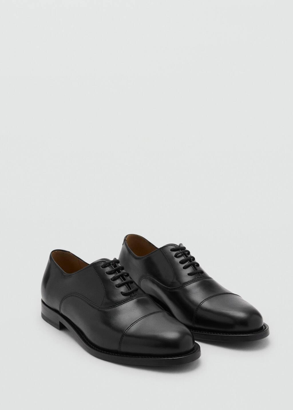 Black Oxford Style Leather Shoe, Black, large image number 0