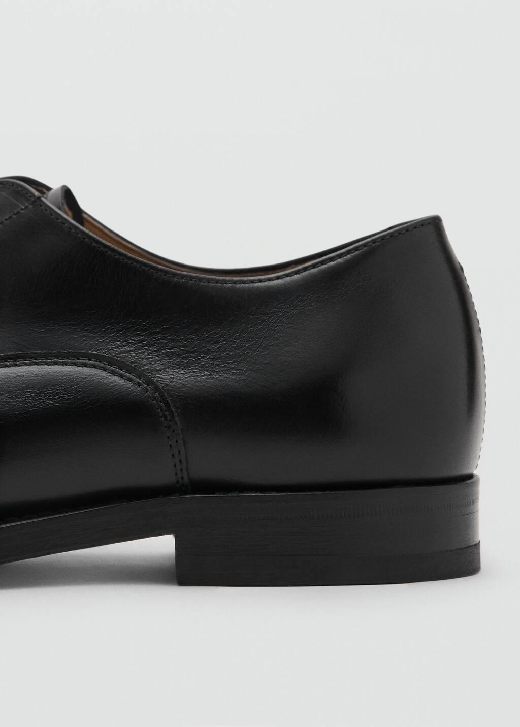 Black Oxford Style Leather Shoe, Black, large image number 1