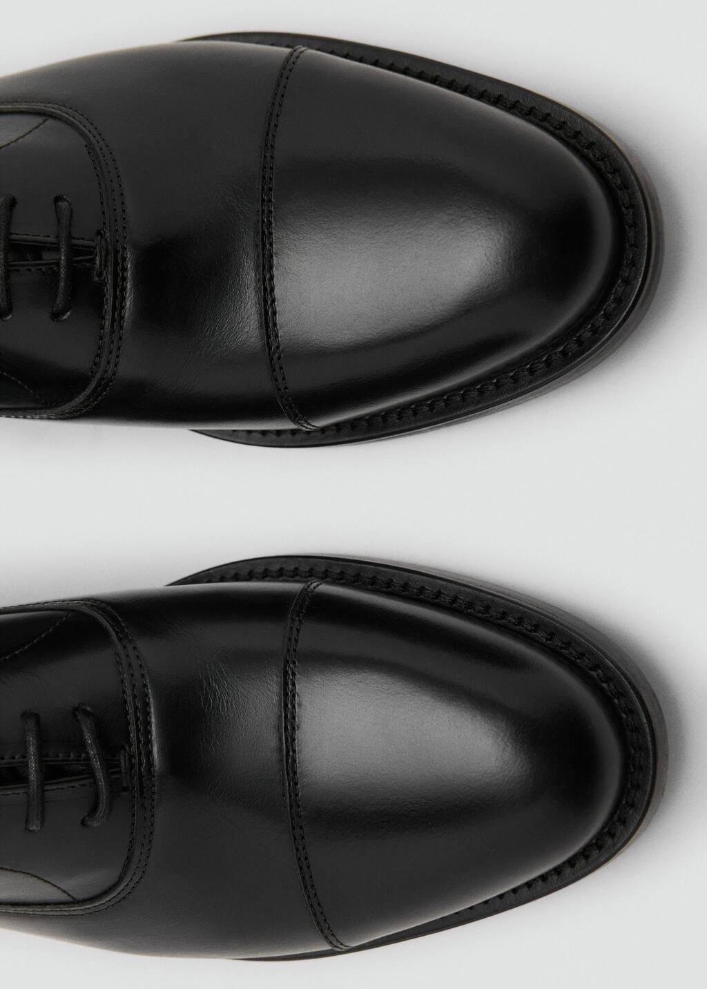 Black Oxford Style Leather Shoe, Black, large image number 2