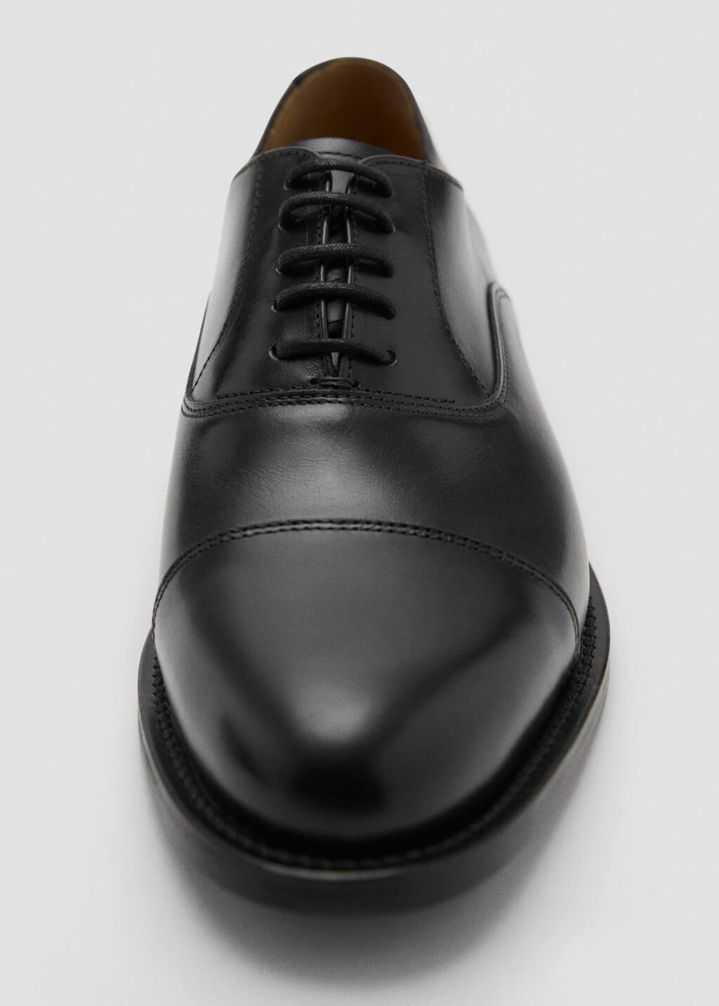 Black Oxford Style Leather Shoe, Black, large image number 4