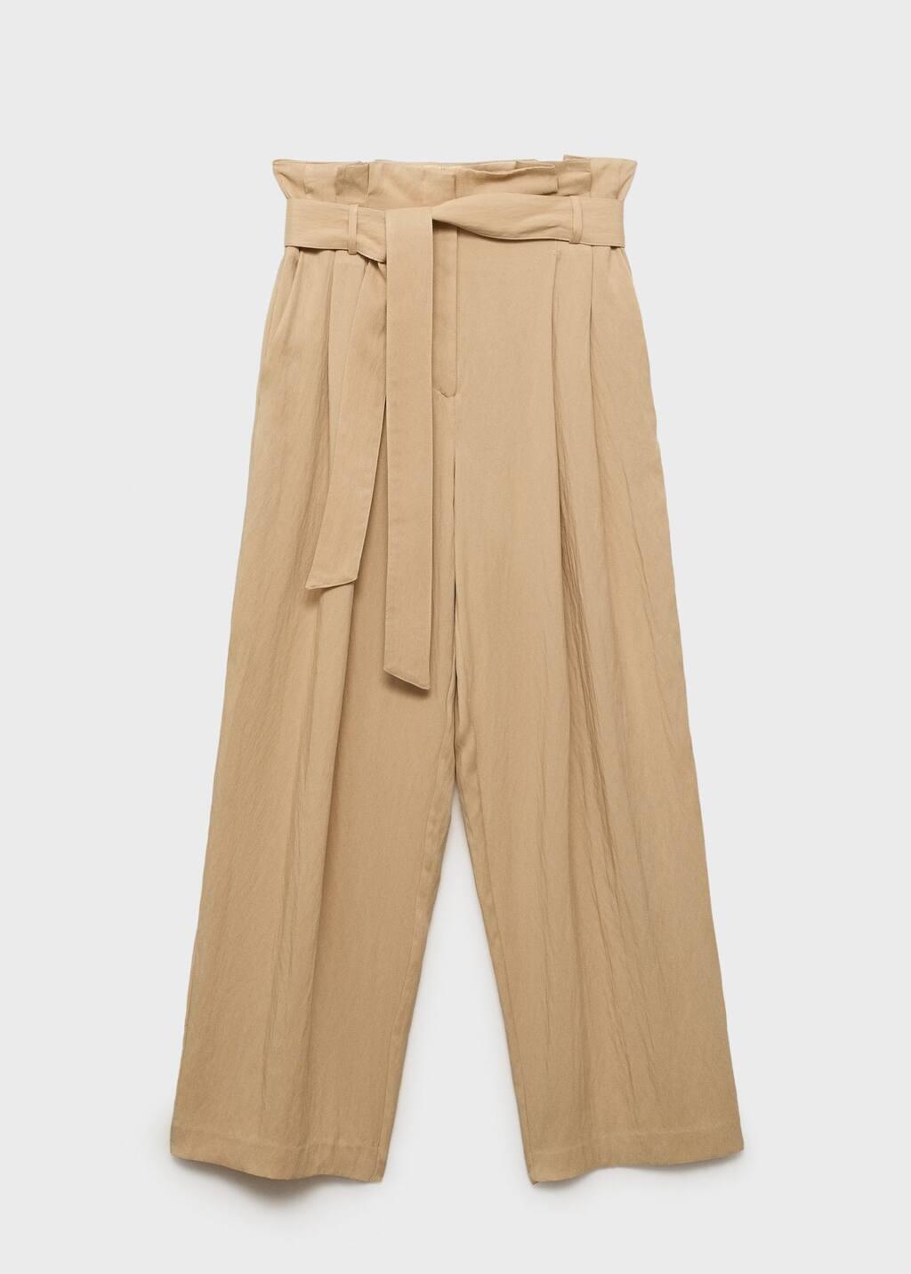 LIGHT BEIGE Lyocell paperbag trousers, 0201_08, medium