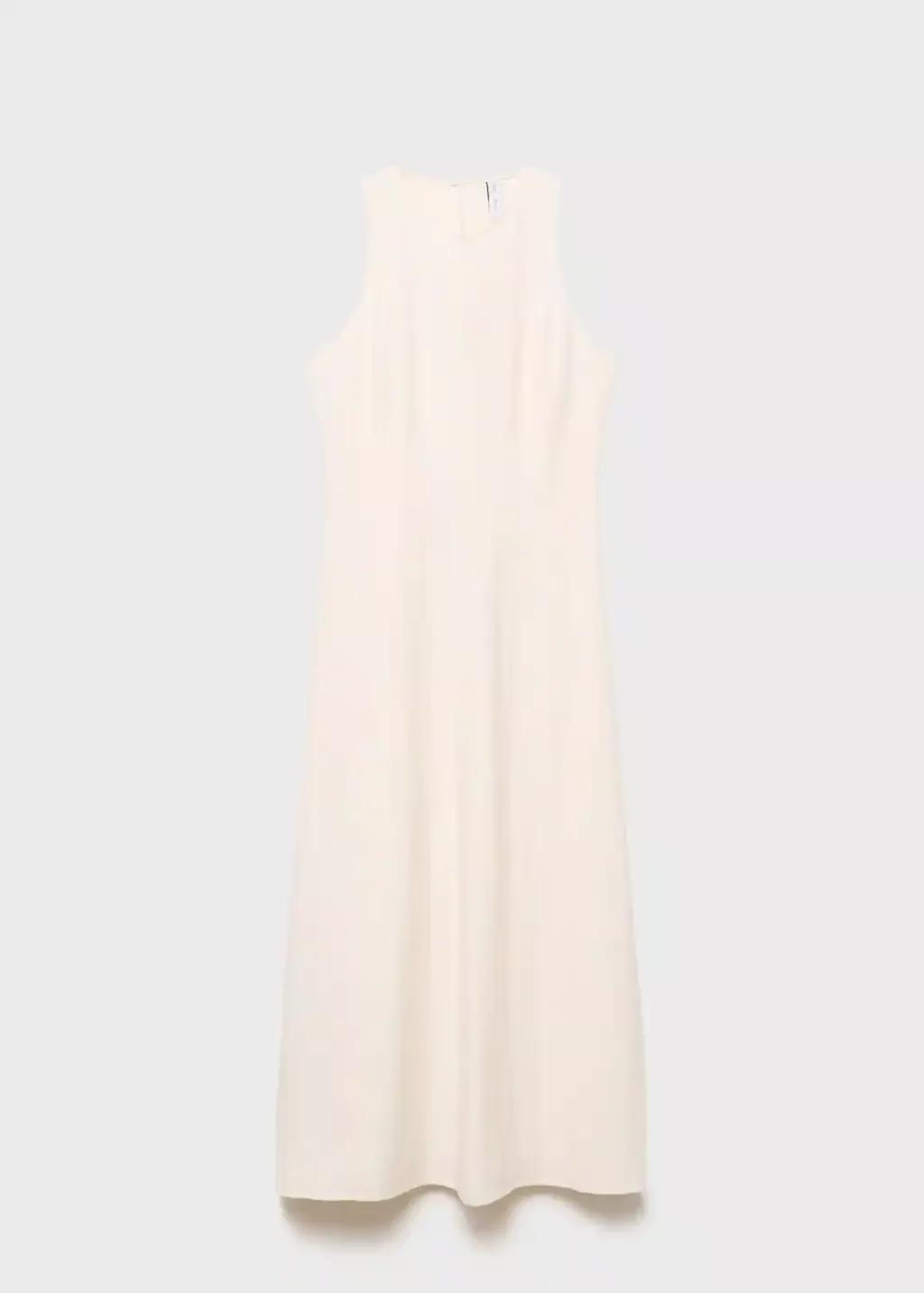 Beige Flared Midi-Dress, , large image number 0