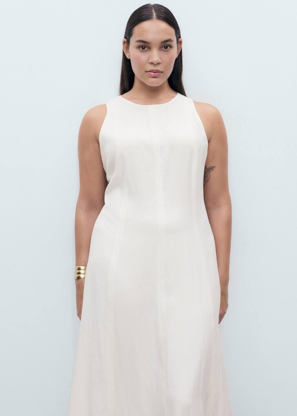 Beige Flared Midi-Dress, , large image number 7