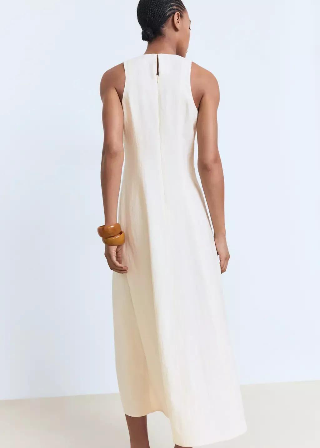 Beige Flared Midi-Dress, , large image number 8