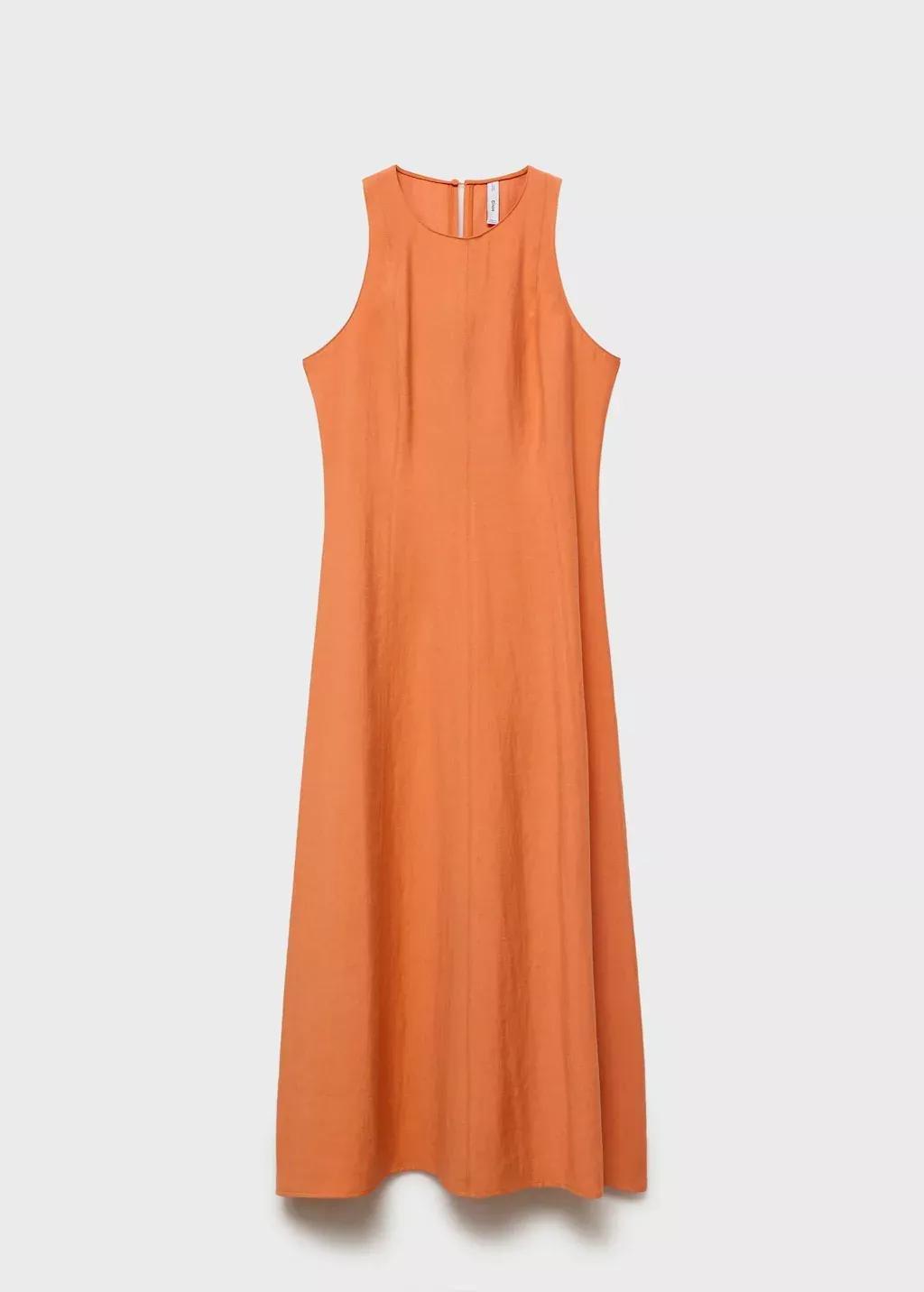 Orange Flared Midi-Dress, , large image number 0
