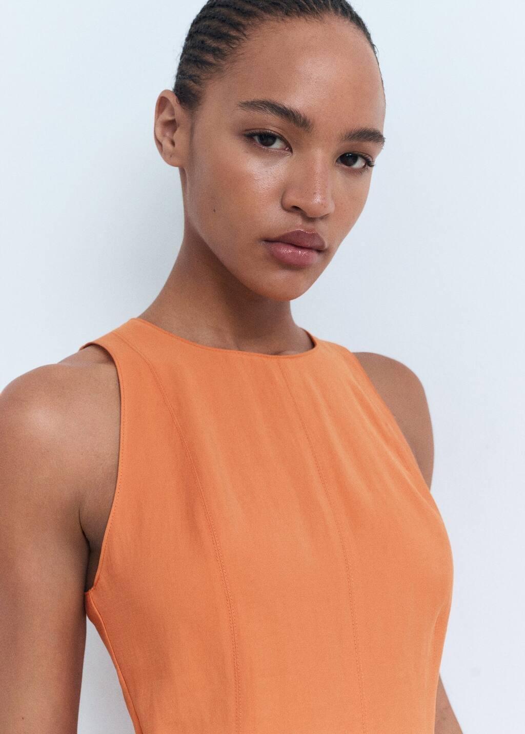 Orange Flared Midi-Dress, Light-Pastel Orange, large image number 3