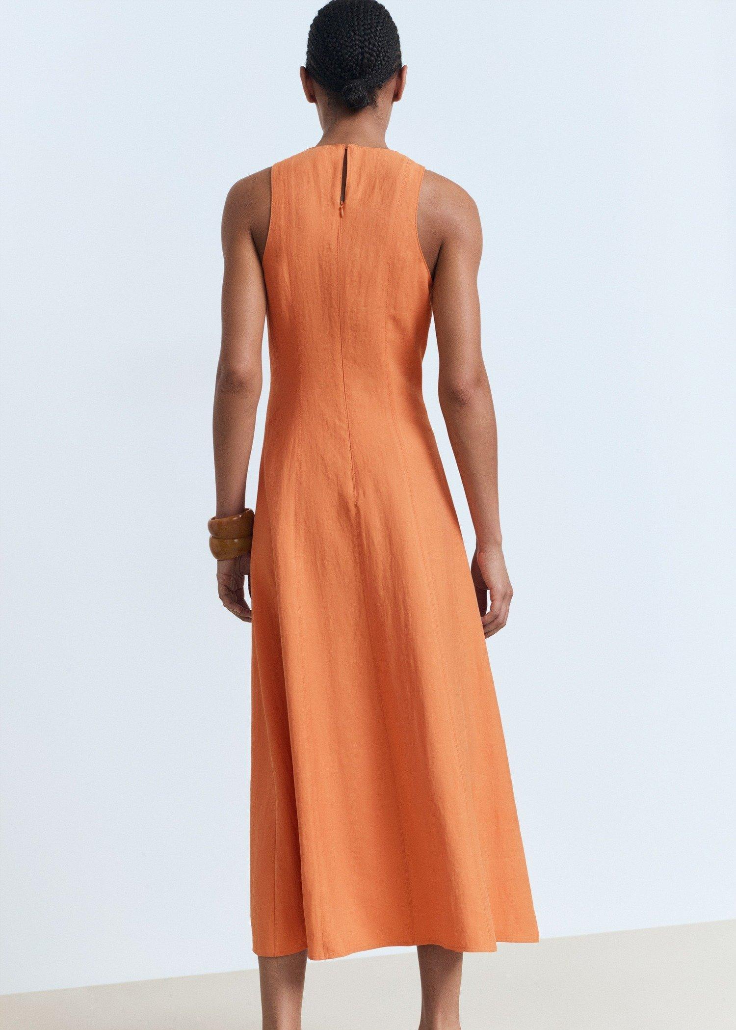 Orange Flared Midi-Dress, Light-Pastel Orange, large image number 4