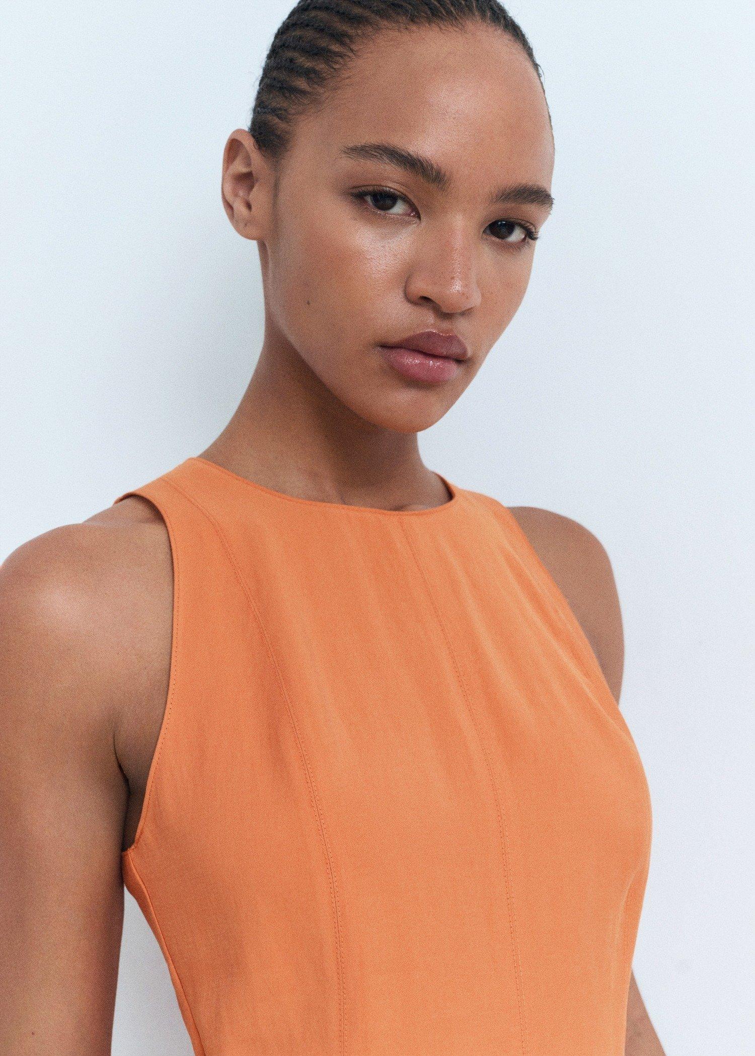 Orange Flared Midi-Dress, Light-Pastel Orange, large image number 5