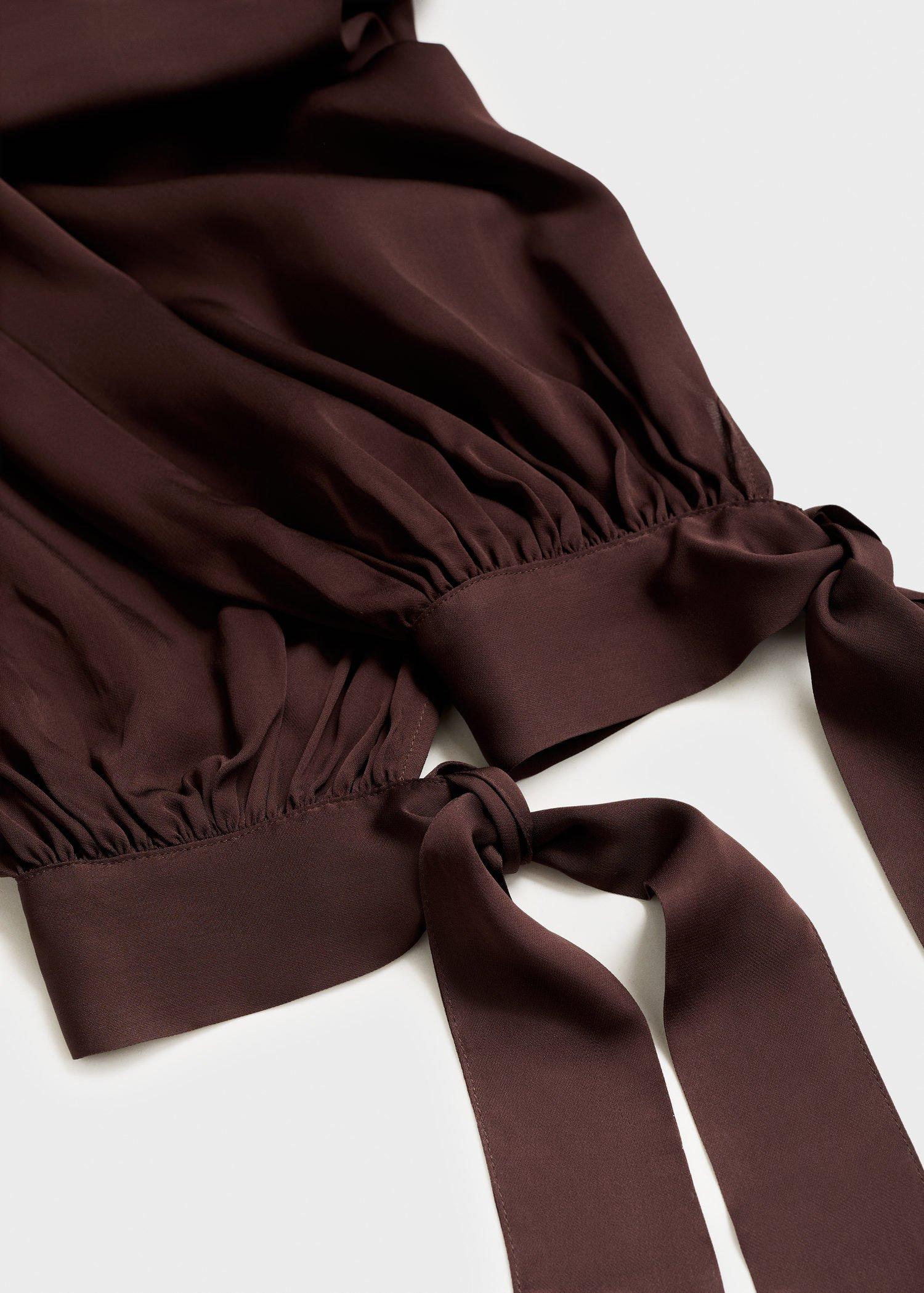 Brown Balloon-Style Trousers With Bows, , large image number 4