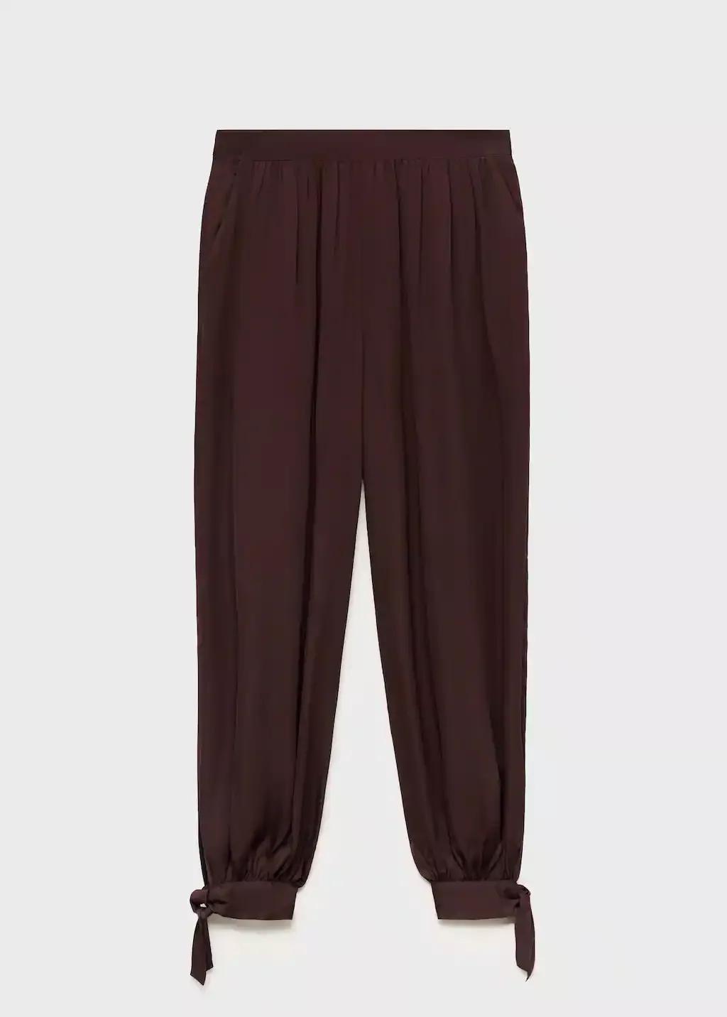 Brown Balloon-Style Trousers With Bows, Dark Brown, large image number 7