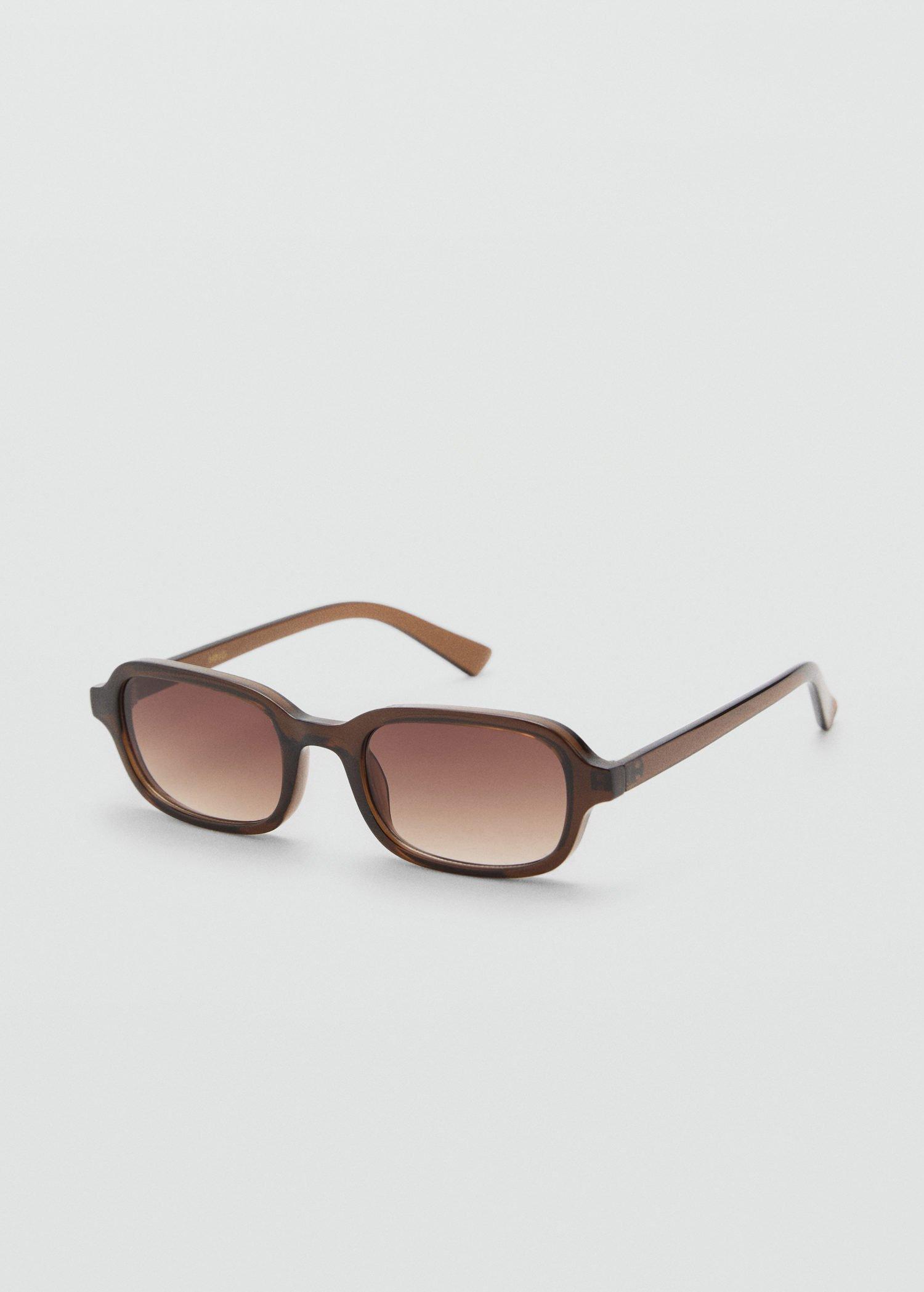 Brown Rectangular-Frame Sunglasses, Brown, medium