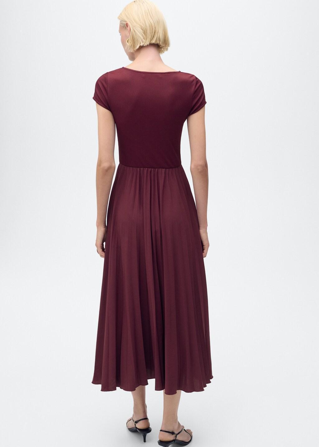 Red Combined Pleated Dress, , large image number 5