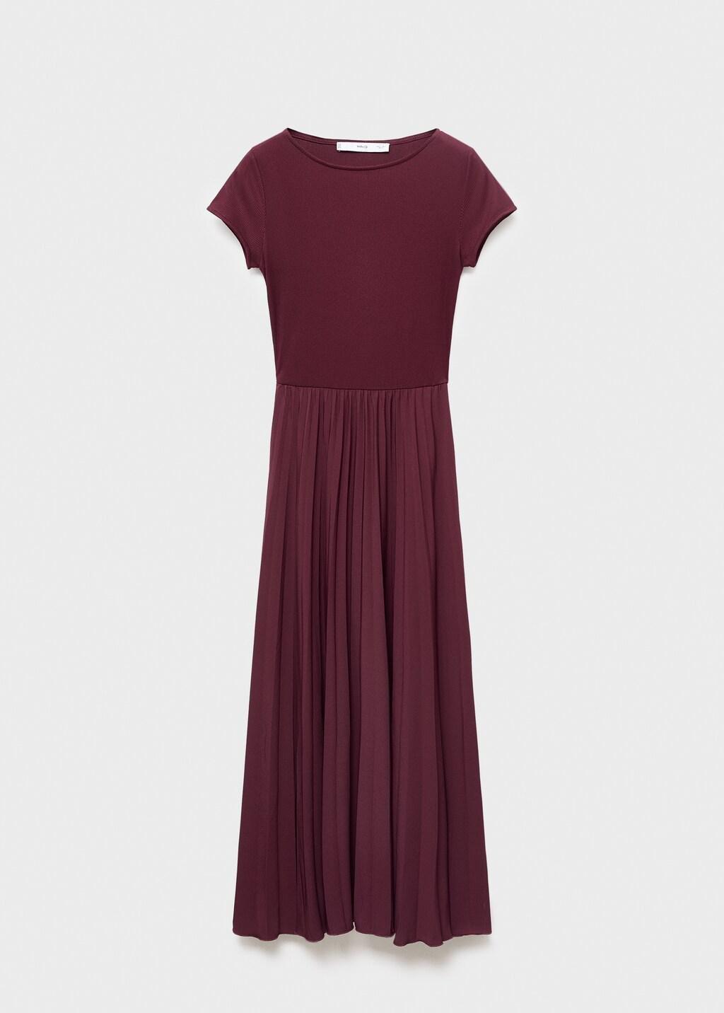 Red Combined Pleated Dress, Dark Red, large image number 13