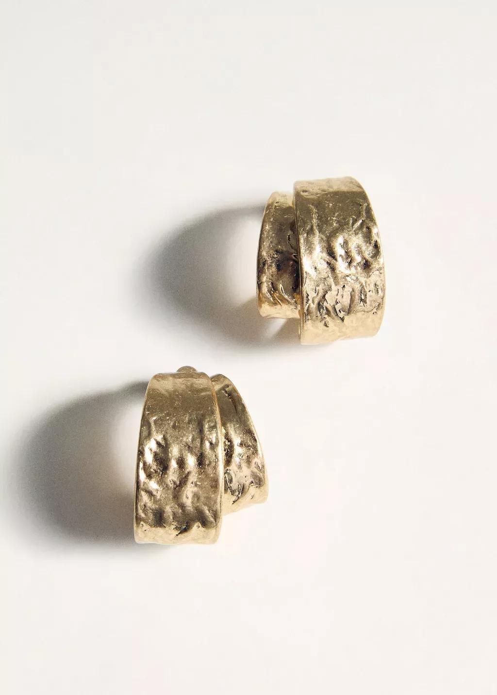Gold Textured Double Hoop Earrings, 0201_OR, large image number 1