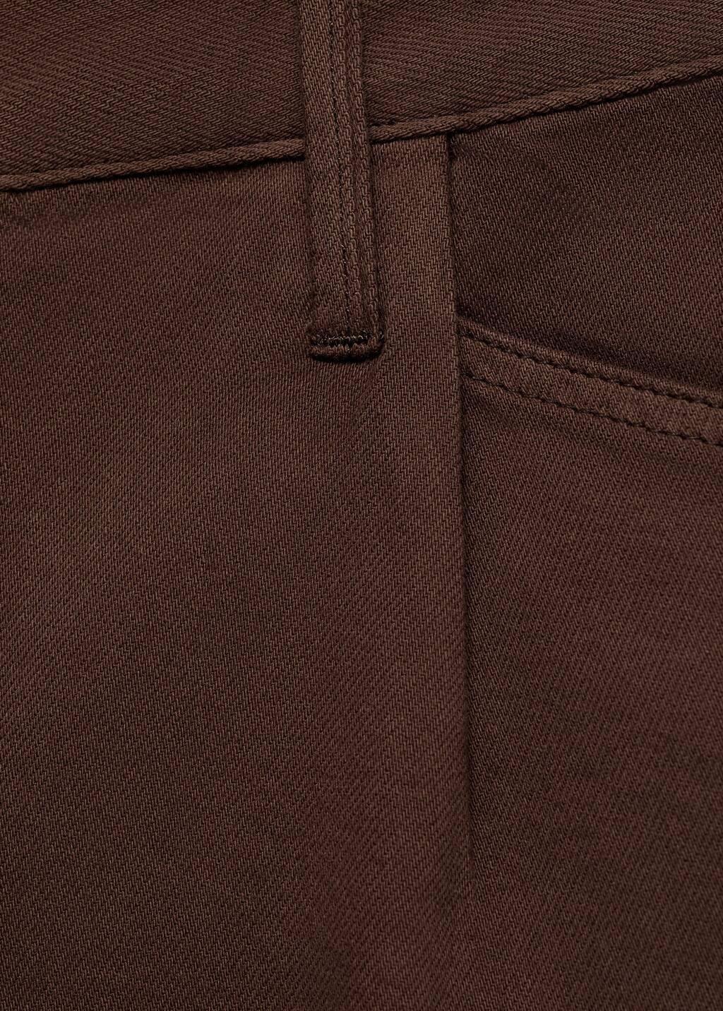 DARK BROWN Denim shorts with frayed hem and pleats, , large image number 2