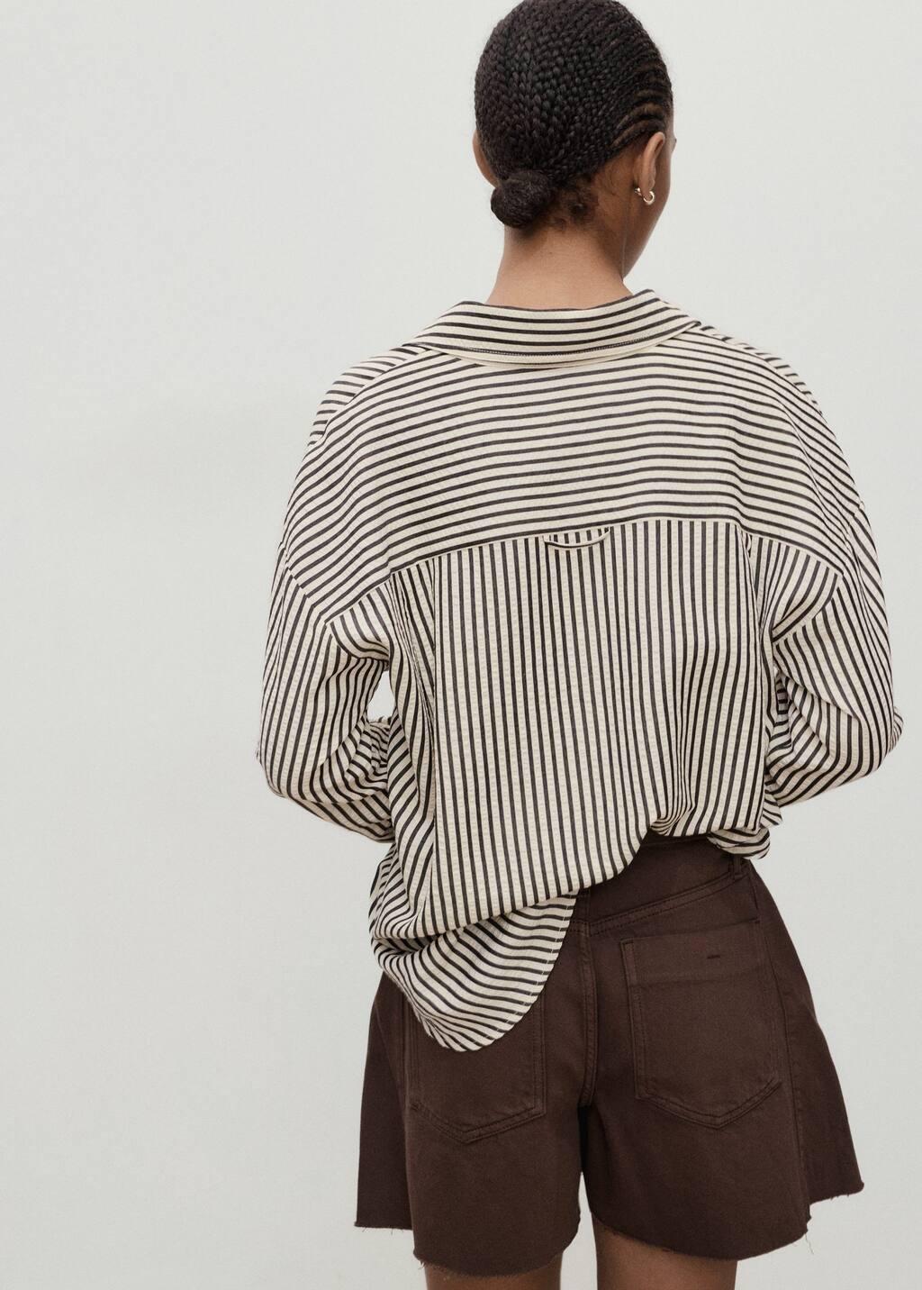 DARK BROWN Denim shorts with frayed hem and pleats, , large image number 4