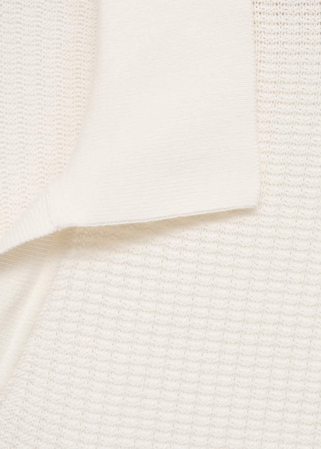 NATURAL WHITE Structured cotton knitted polo shirt, , large image number 4