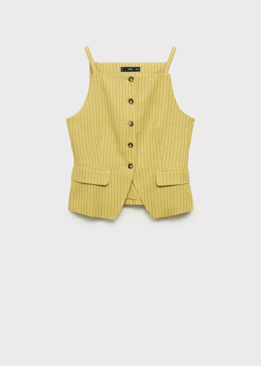 Yellow Buttons Striped Top, , large image number 0
