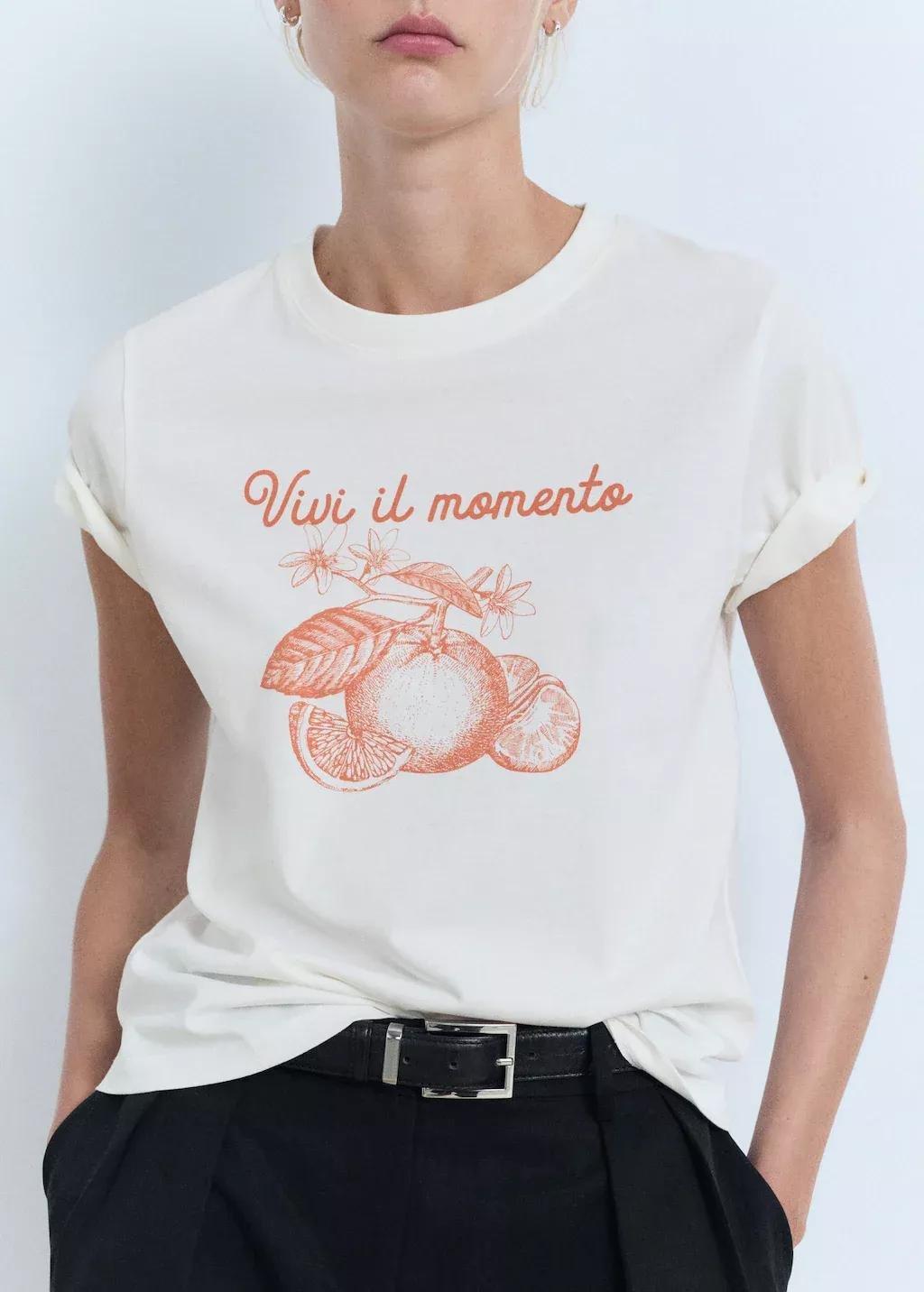 ORANGE Printed cotton-blend t-shirt, 0201_20, large image number 2