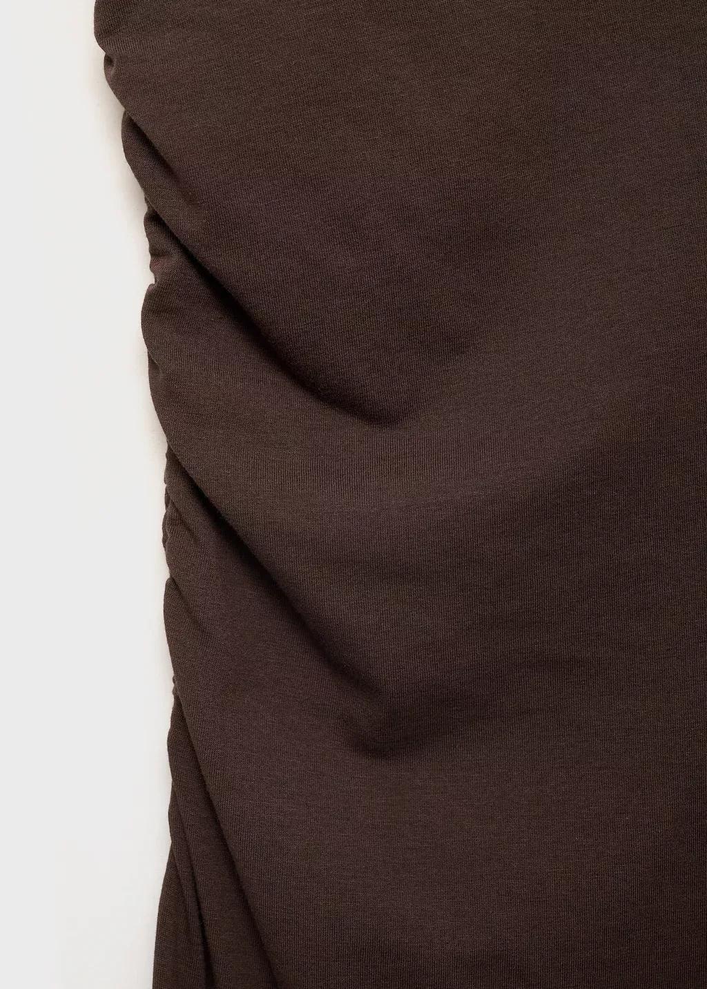 Brown Asymmetrical Dress With Gathered Strap, , large image number 9