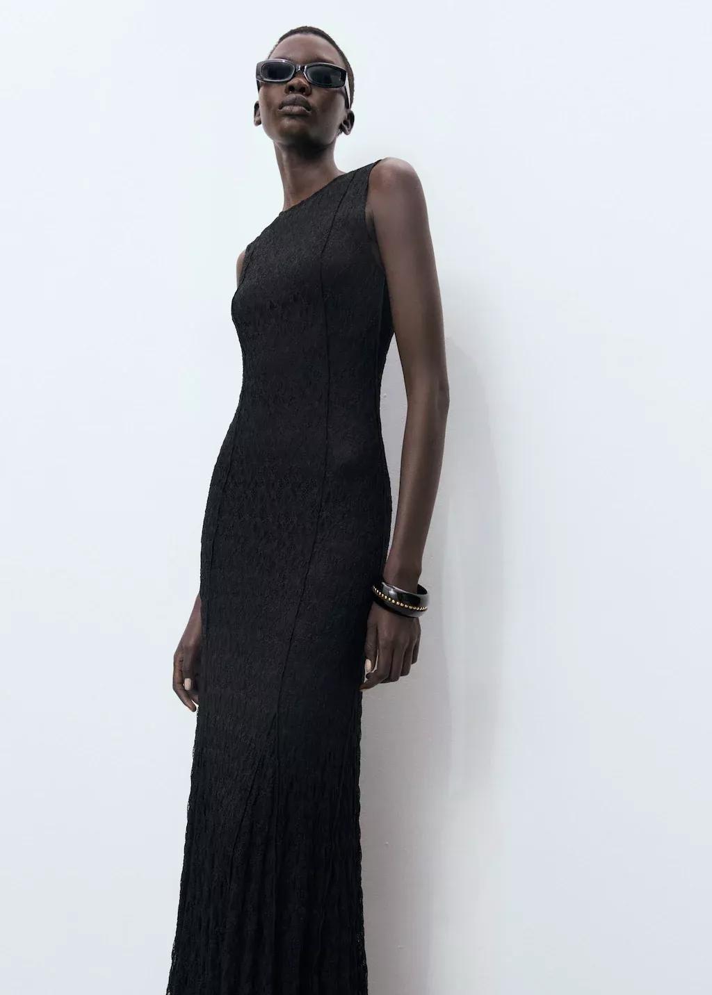Black Long Lace Dress, , large image number 1