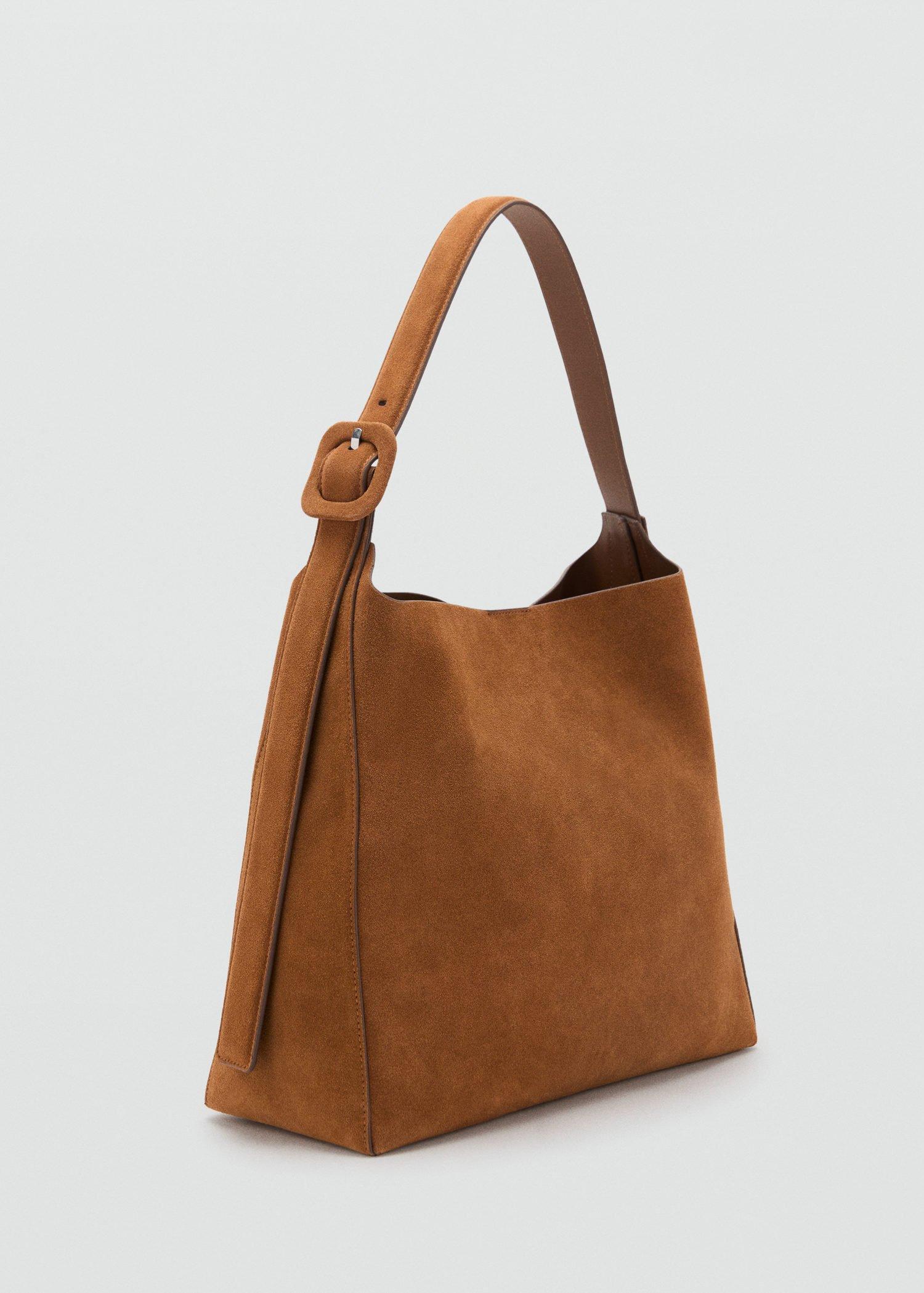 Brown Large Suede Leather Shopper Bag, Medium Brown, large image number 0