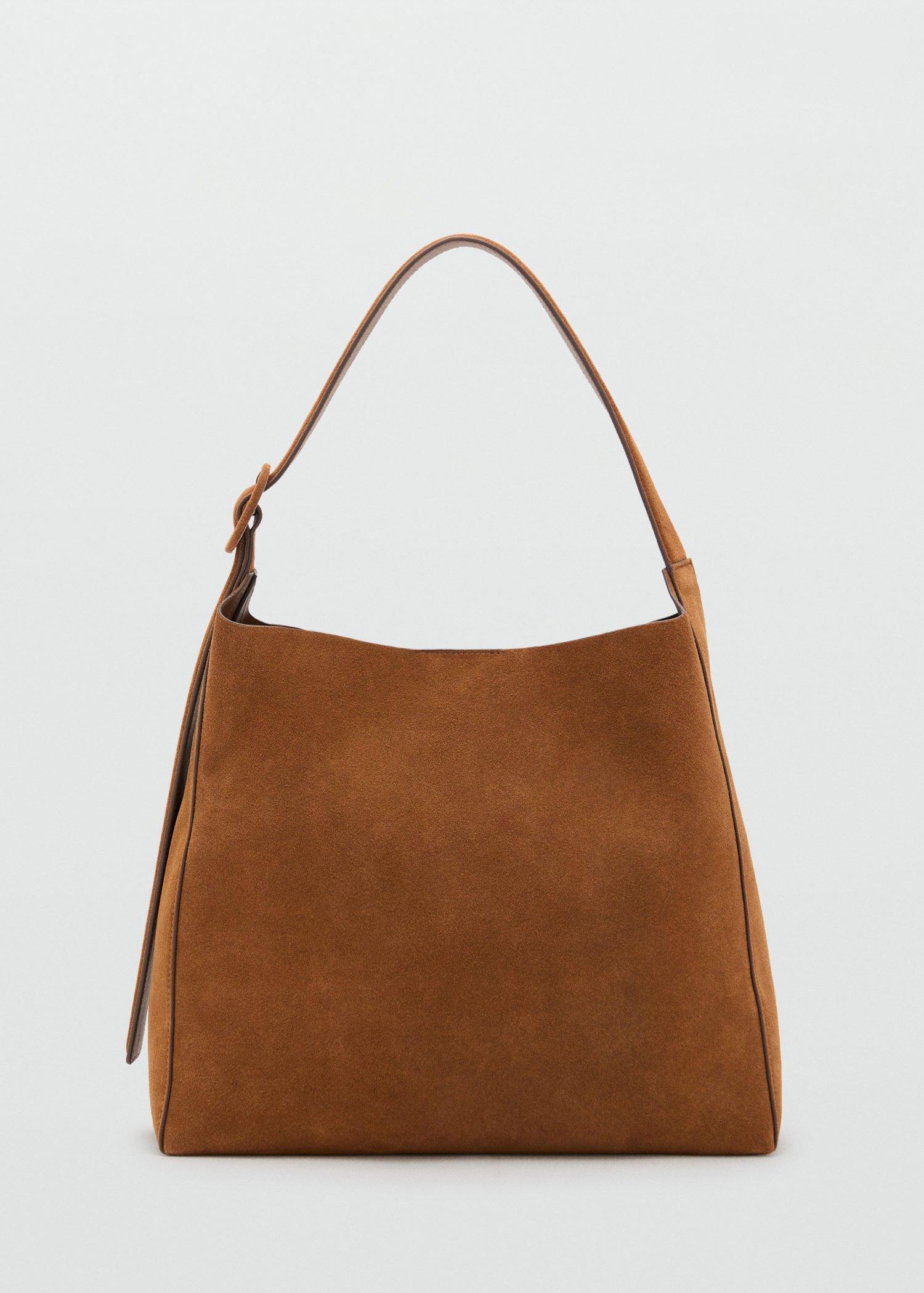Brown Large Suede Leather Shopper Bag, Medium Brown, large image number 1