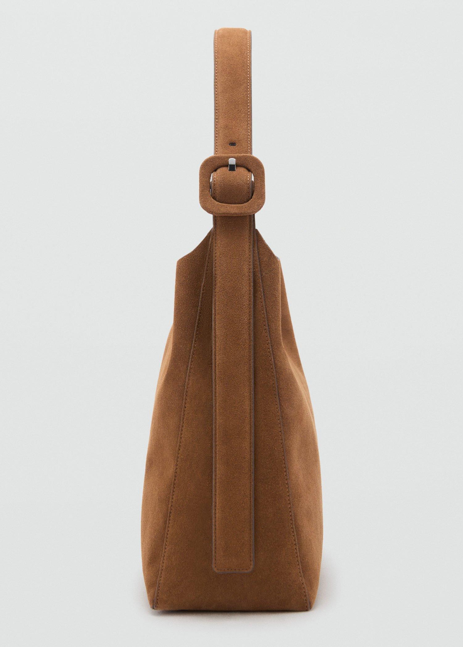 Brown Large Suede Leather Shopper Bag, Medium Brown, large image number 2