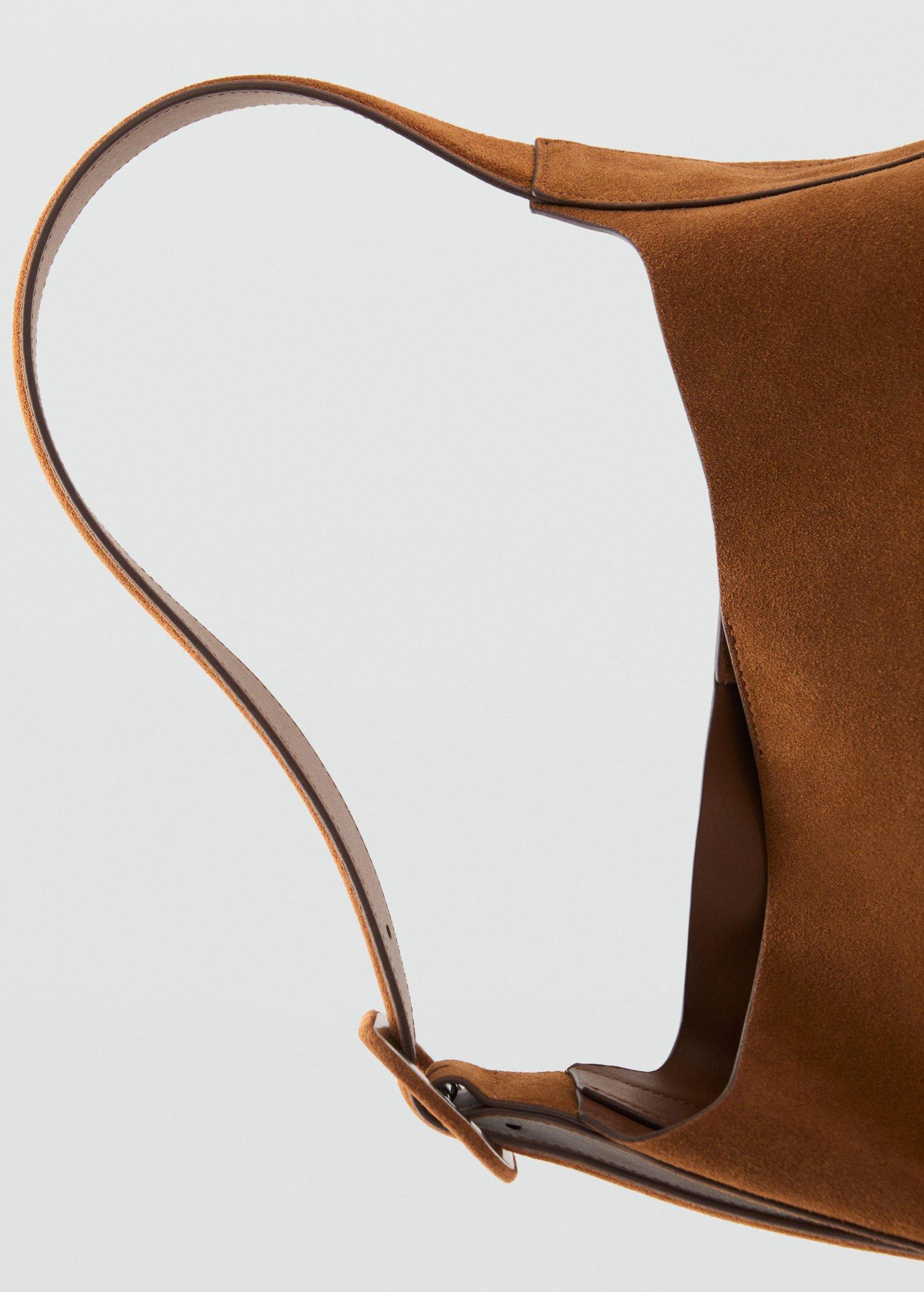Brown Large Suede Leather Shopper Bag, Medium Brown, large image number 3