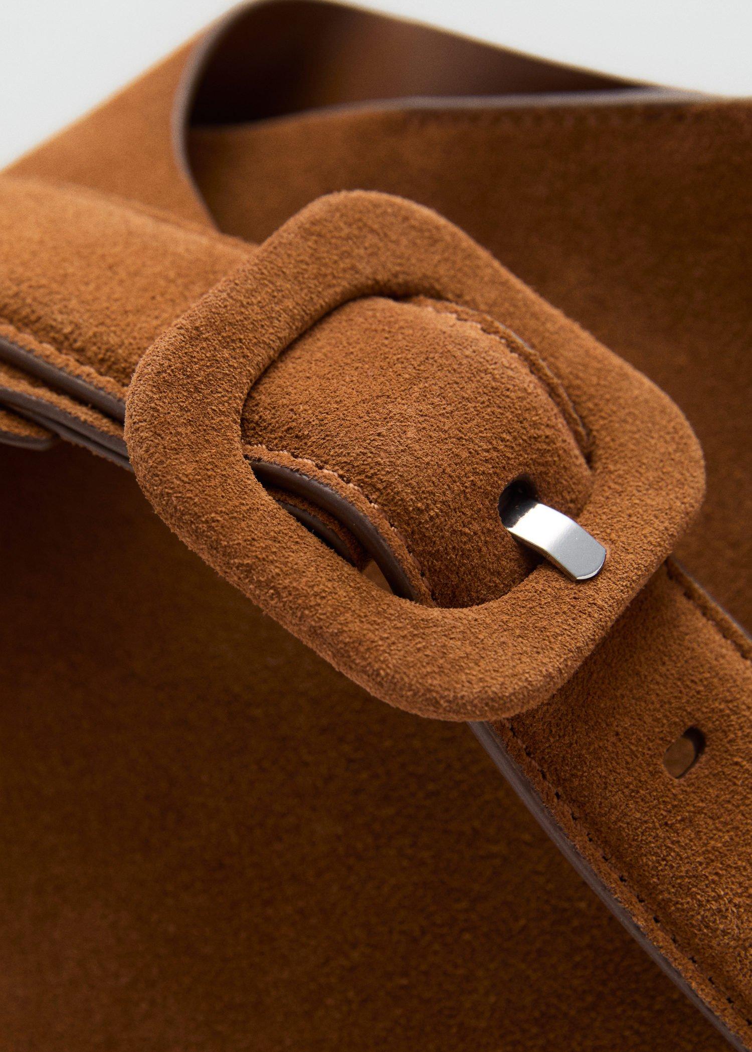 Brown Large Suede Leather Shopper Bag, Medium Brown, large image number 4