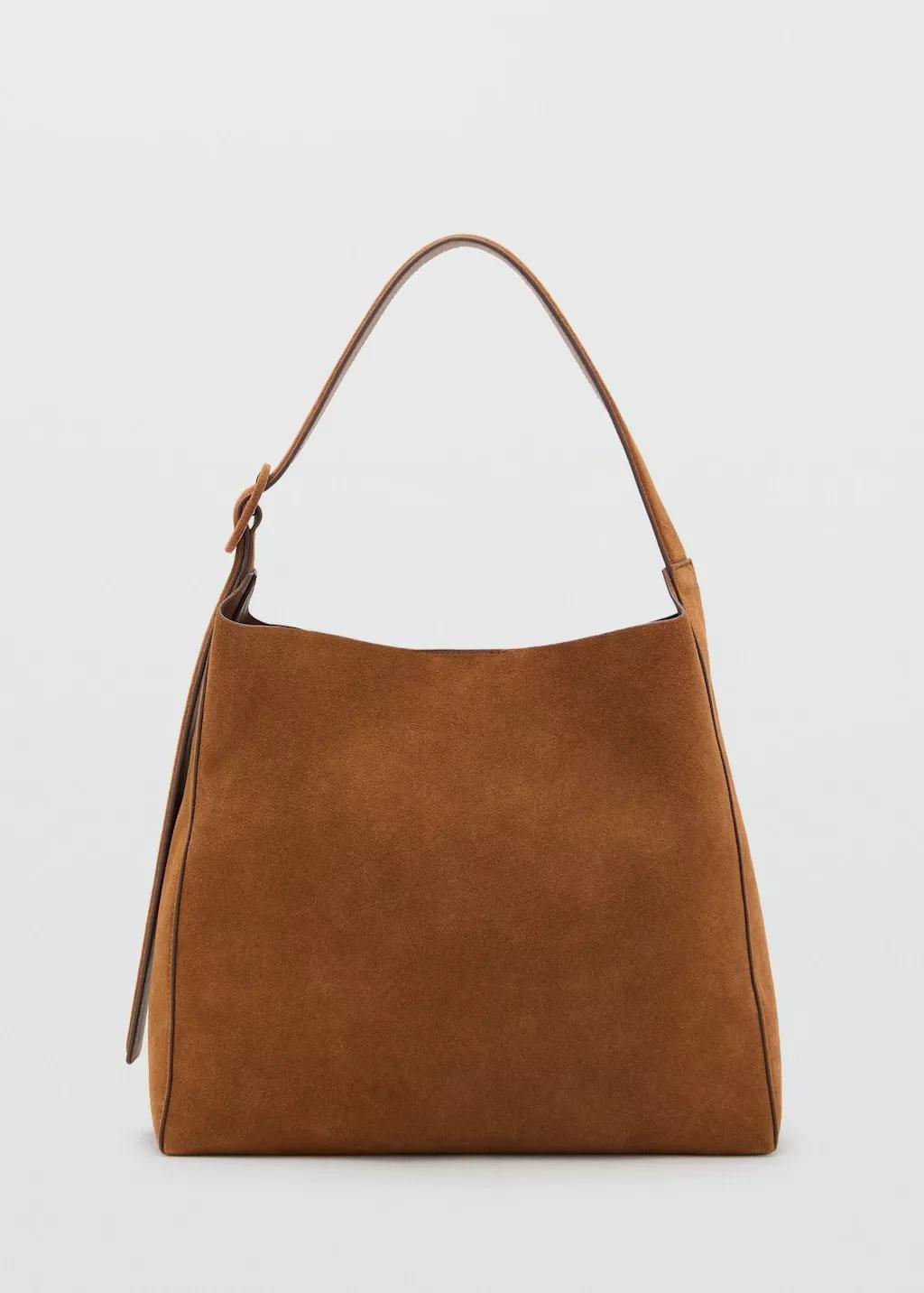 Brown Large Suede Leather Shopper Bag, Medium Brown, large image number 12