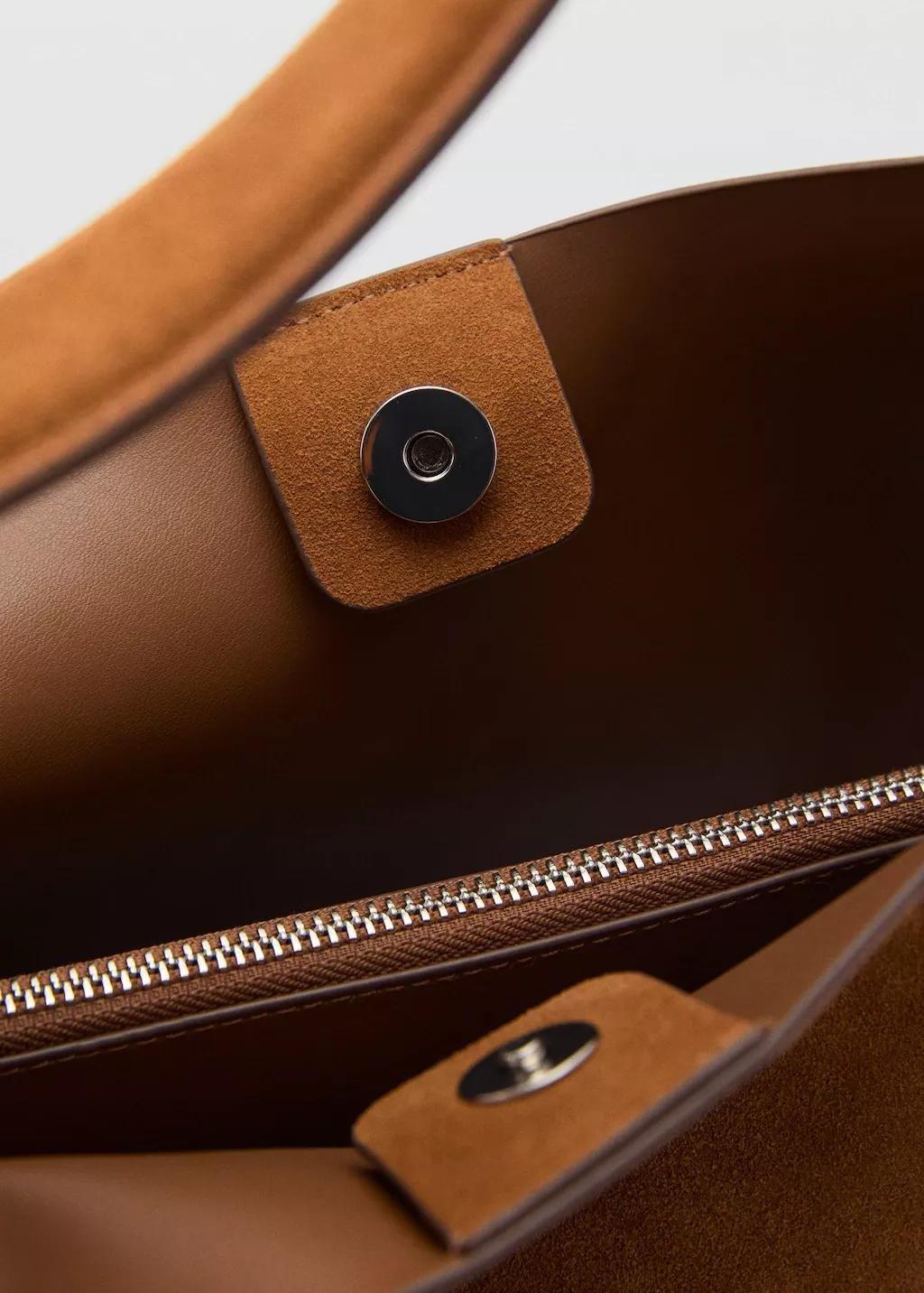 Brown Large Suede Leather Shopper Bag, Medium Brown, large image number 13