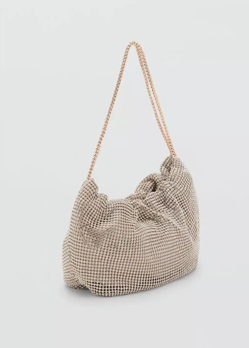 Gold Rhinestone Shoulder Bag, Gold, large image number 1