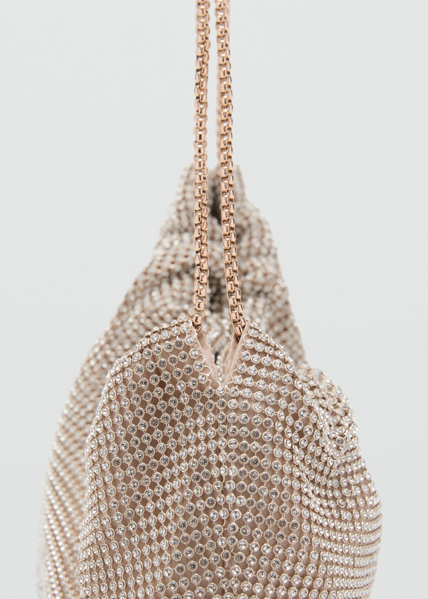 Gold Rhinestone Shoulder Bag, Gold, large image number 2