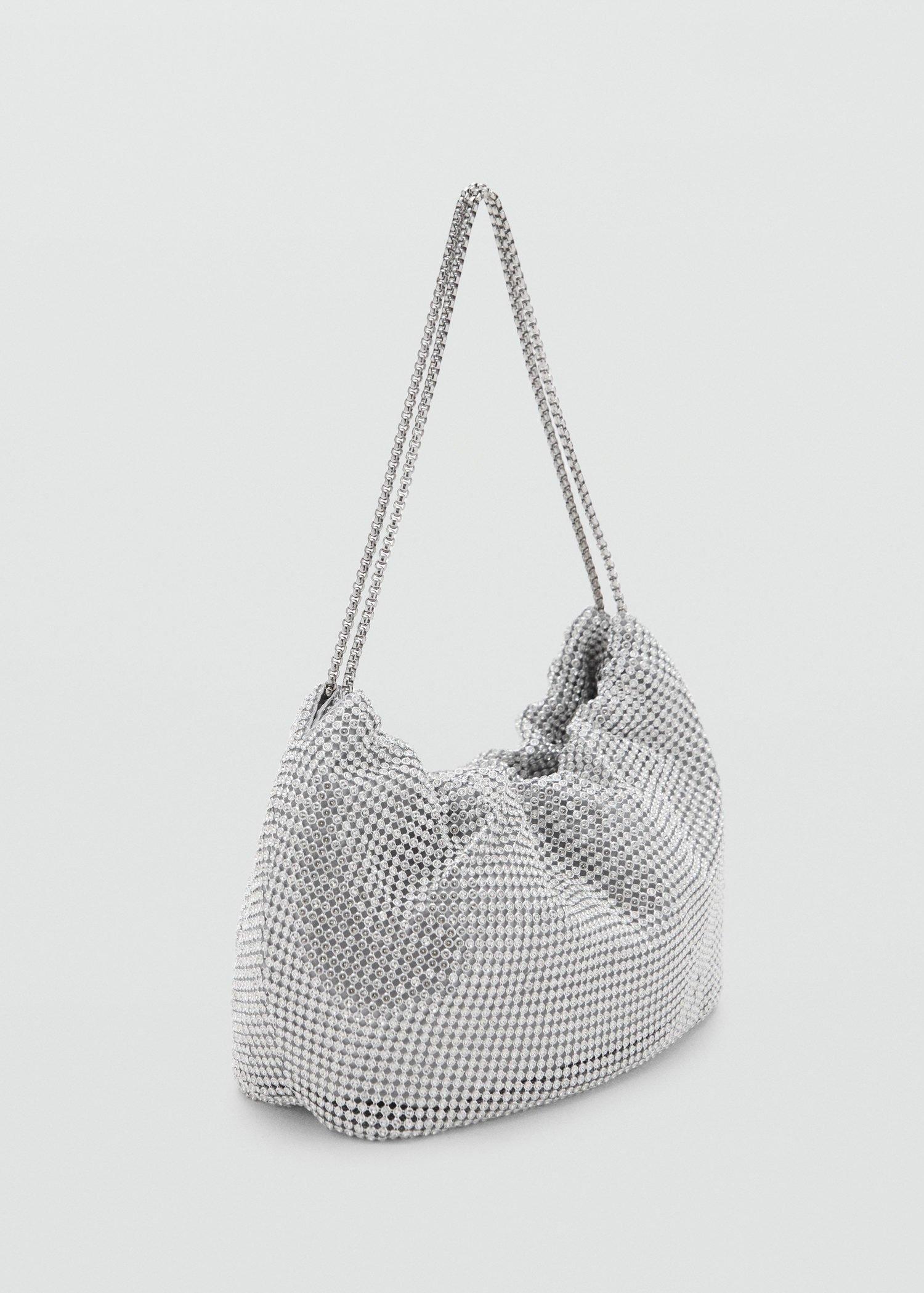 Silver Rhinestone Shoulder Bag, Silver, large image number 1