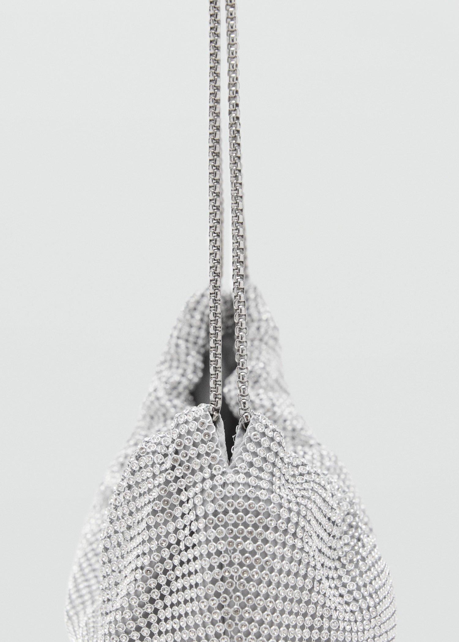 Silver Rhinestone Shoulder Bag, Silver, large image number 2