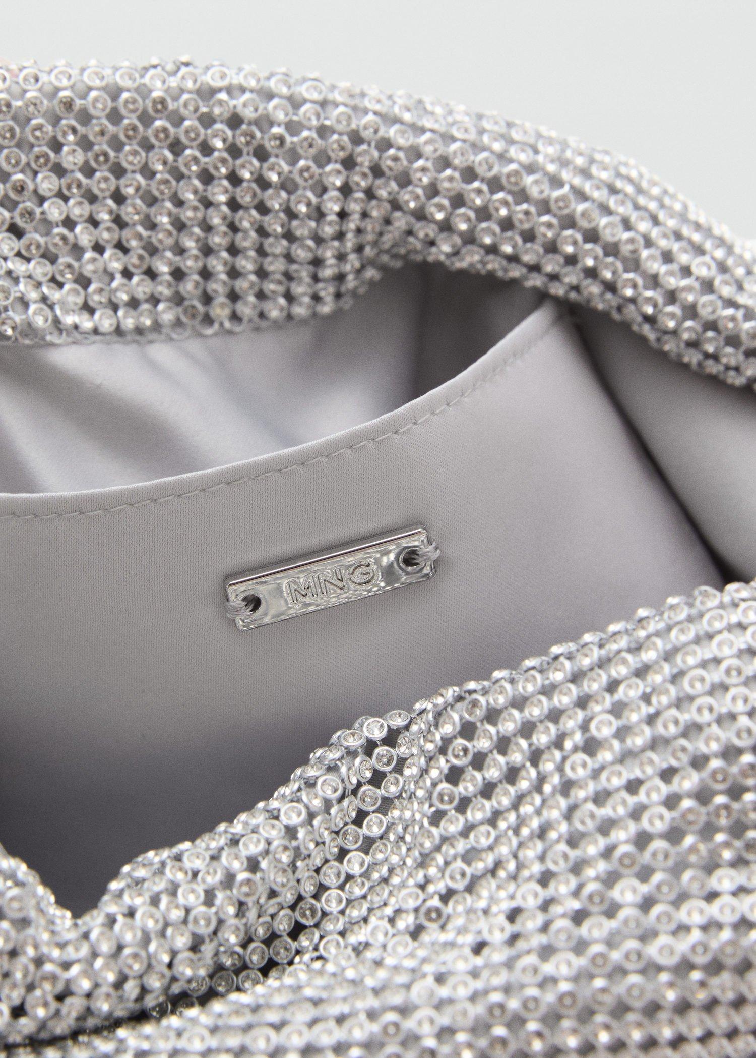 Silver Rhinestone Shoulder Bag, Silver, large image number 4