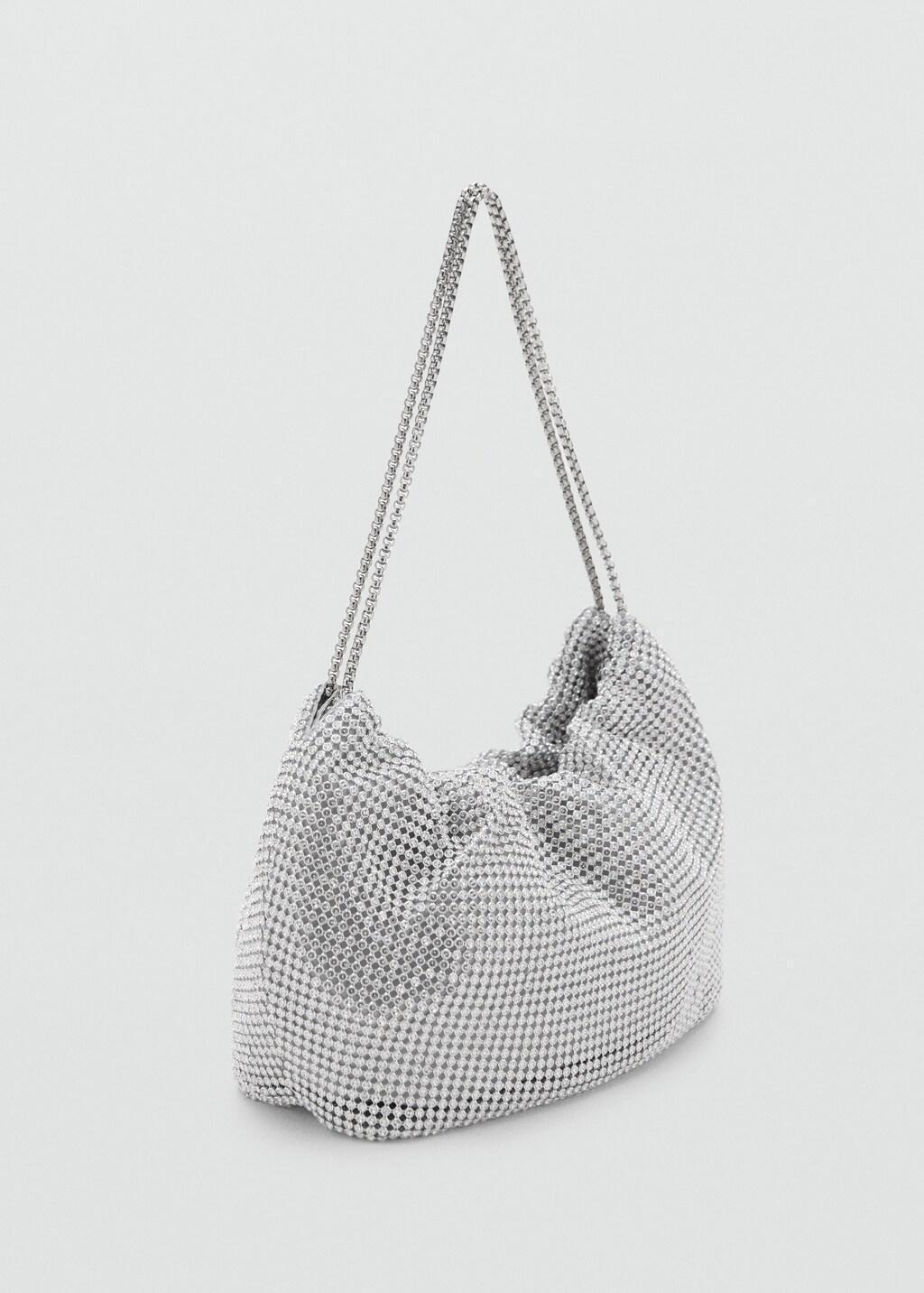 Silver Rhinestone Shoulder Bag, Silver, large image number 5