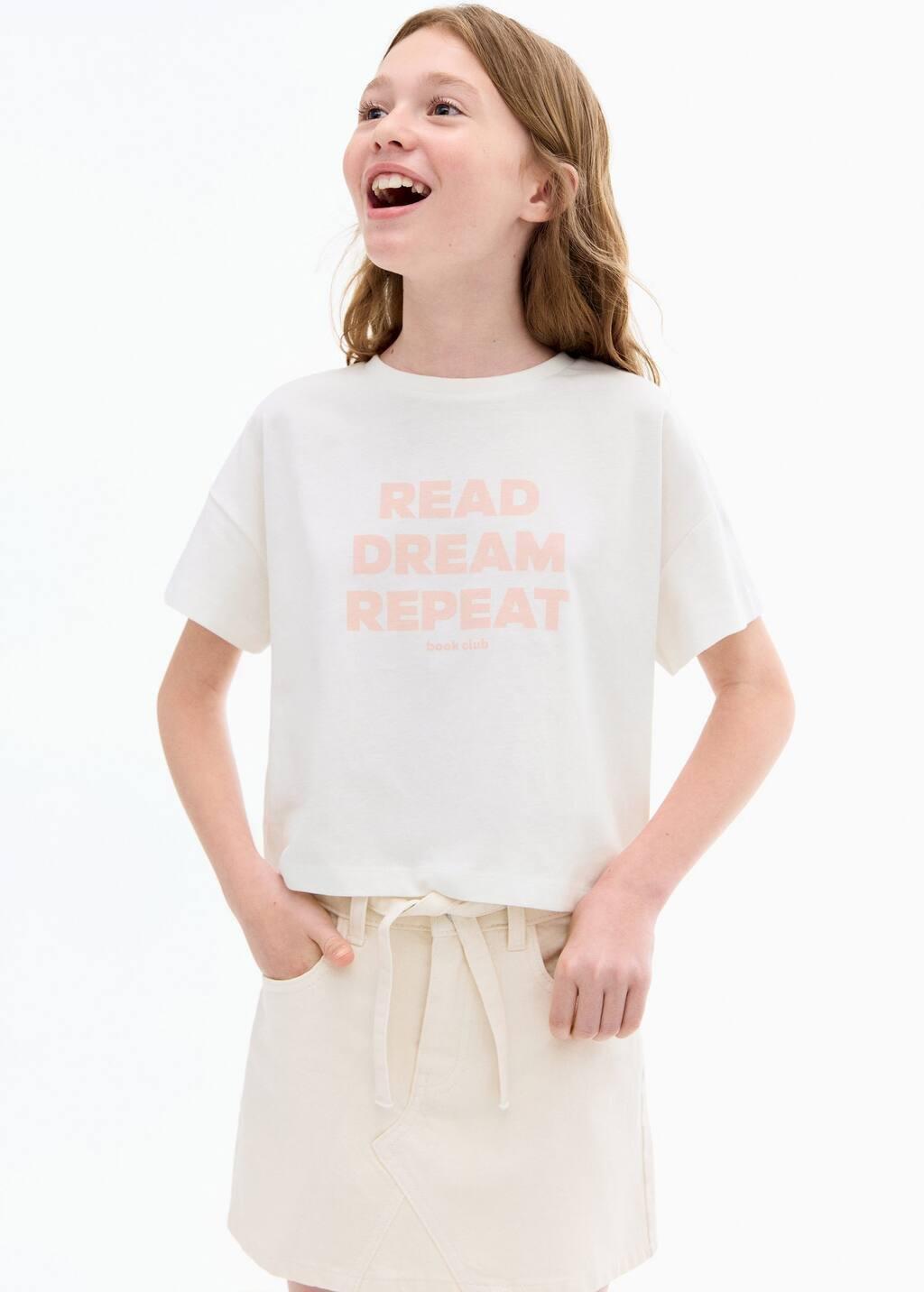 NATURAL WHITE Short-sleeved printed t-shirt, Kids Girl, , large image number 0