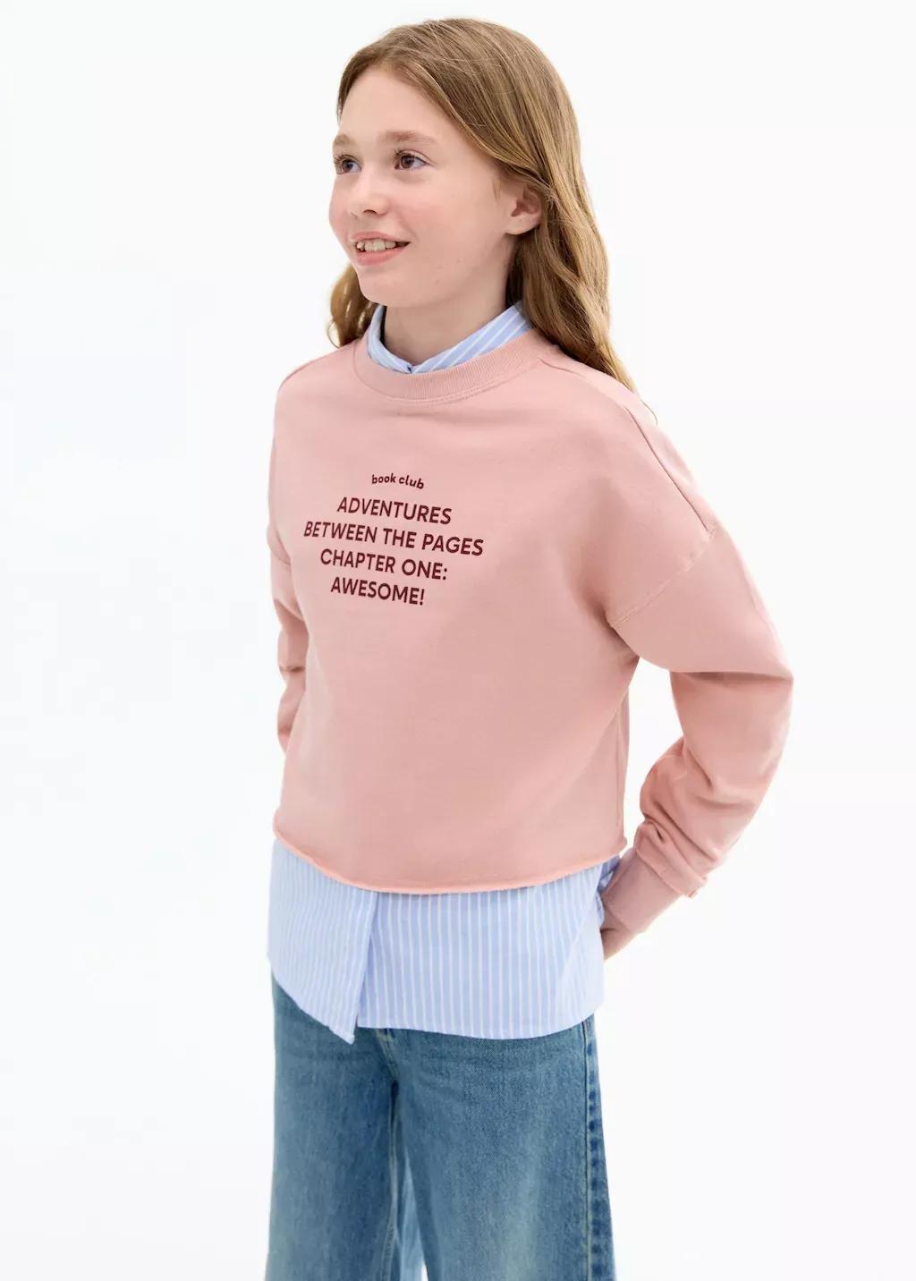 PINK Printed message sweatshirt, Kids Girl, , large image number 0